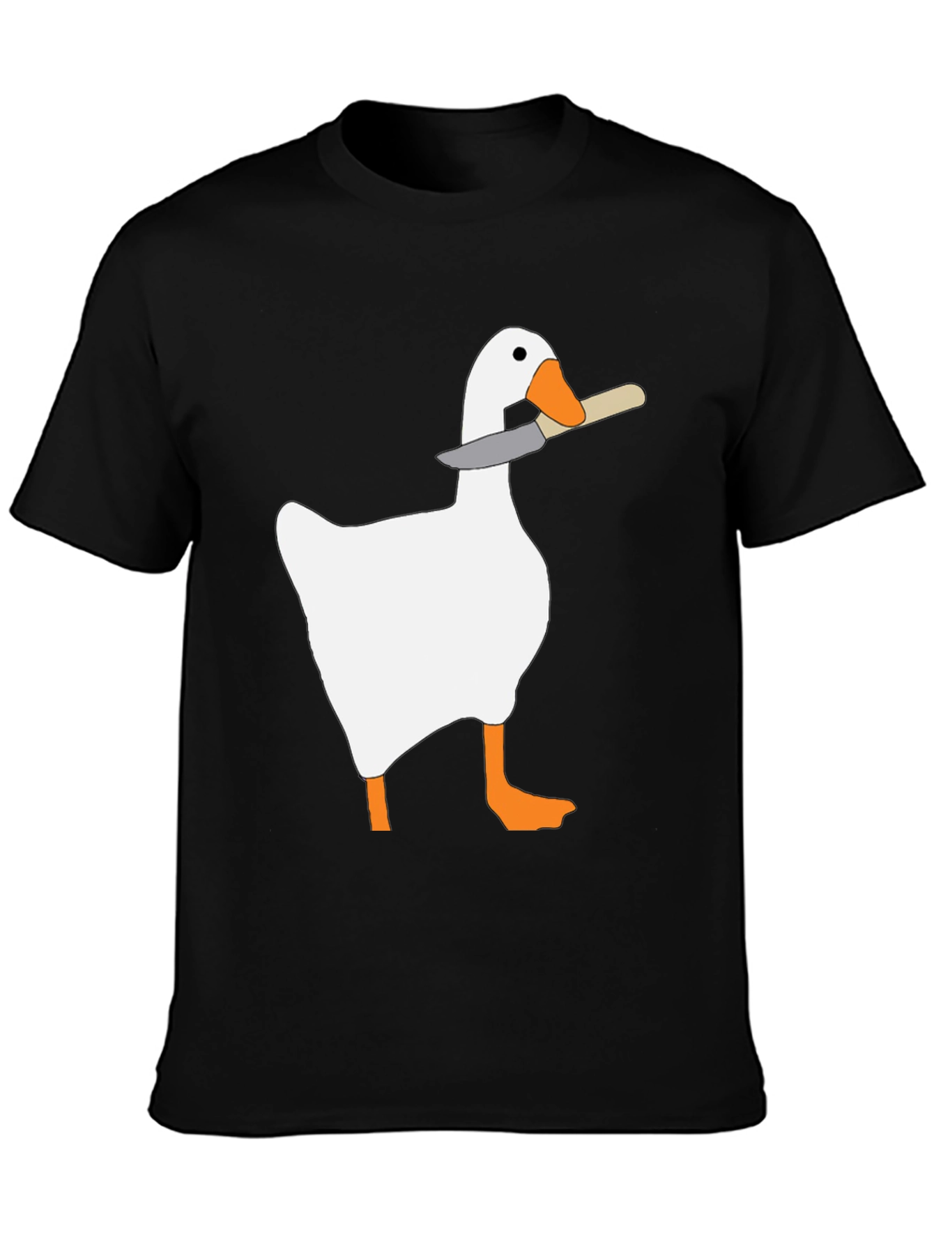 Black Goose With Knife T-Shirt - Funny Graphic Tee view 3