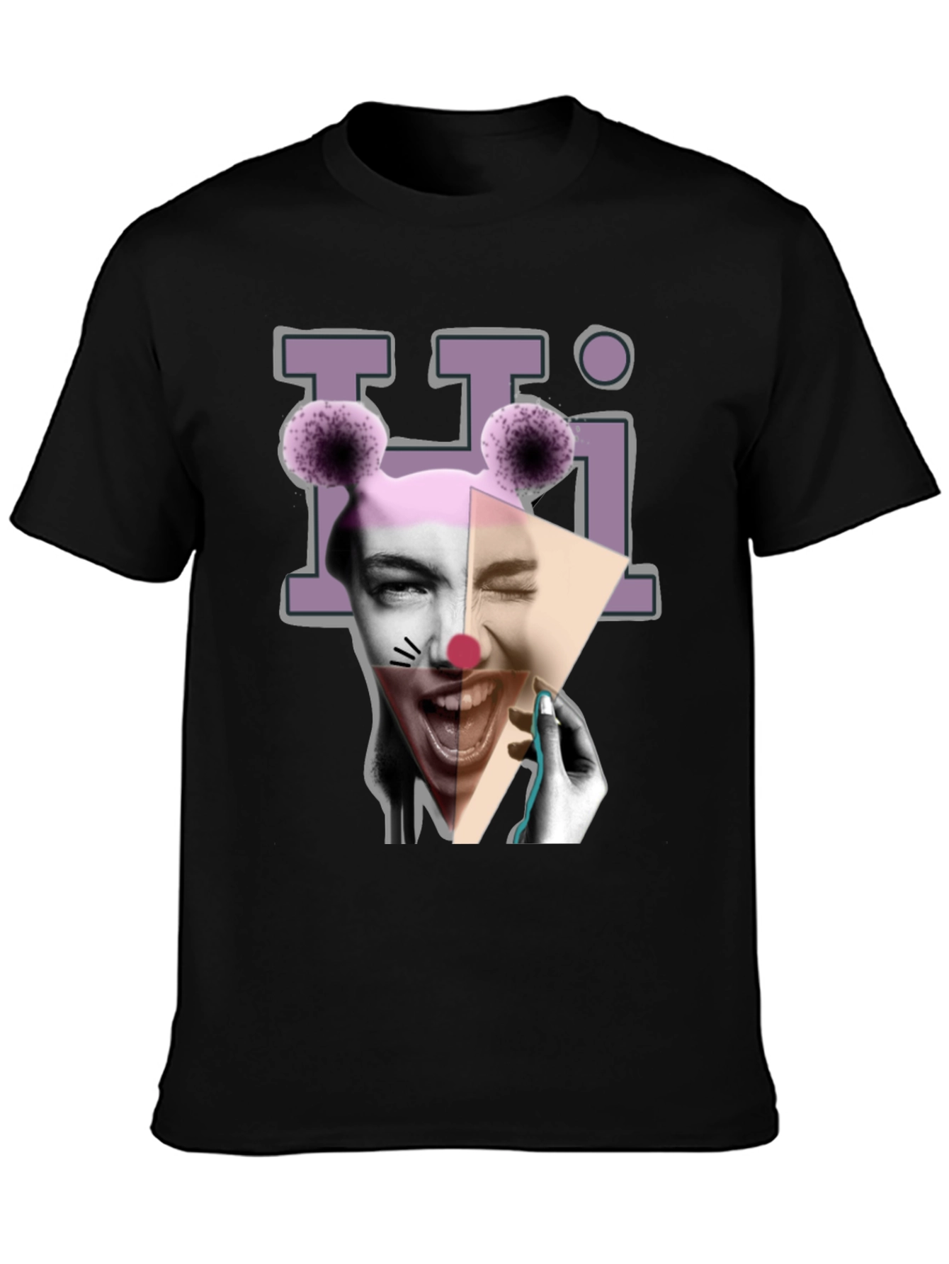 Black Clowncore Graphic Print Black T-Shirt view 3