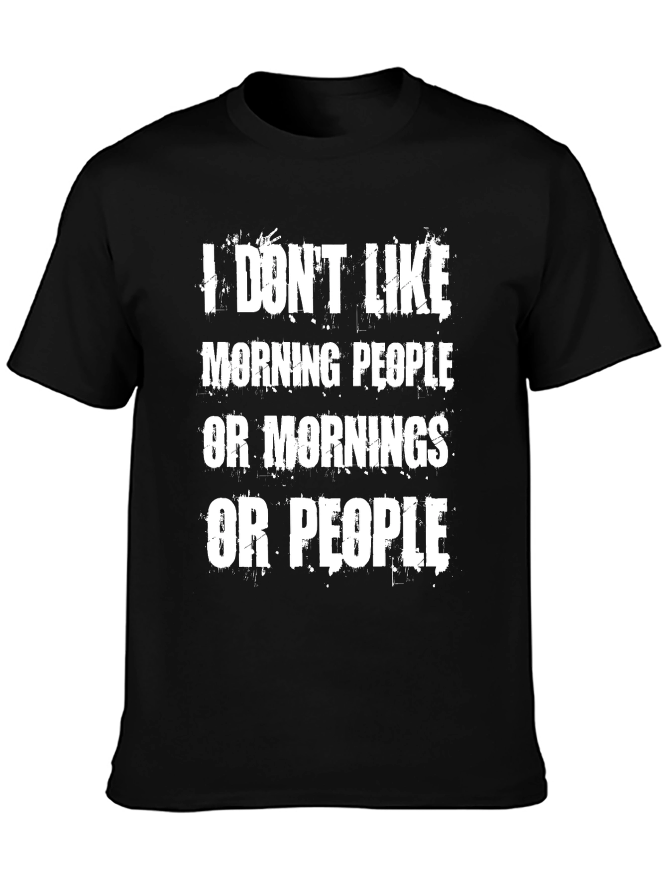 Black Humorous "I Don't Like Morning People" Graphic Tee view 3
