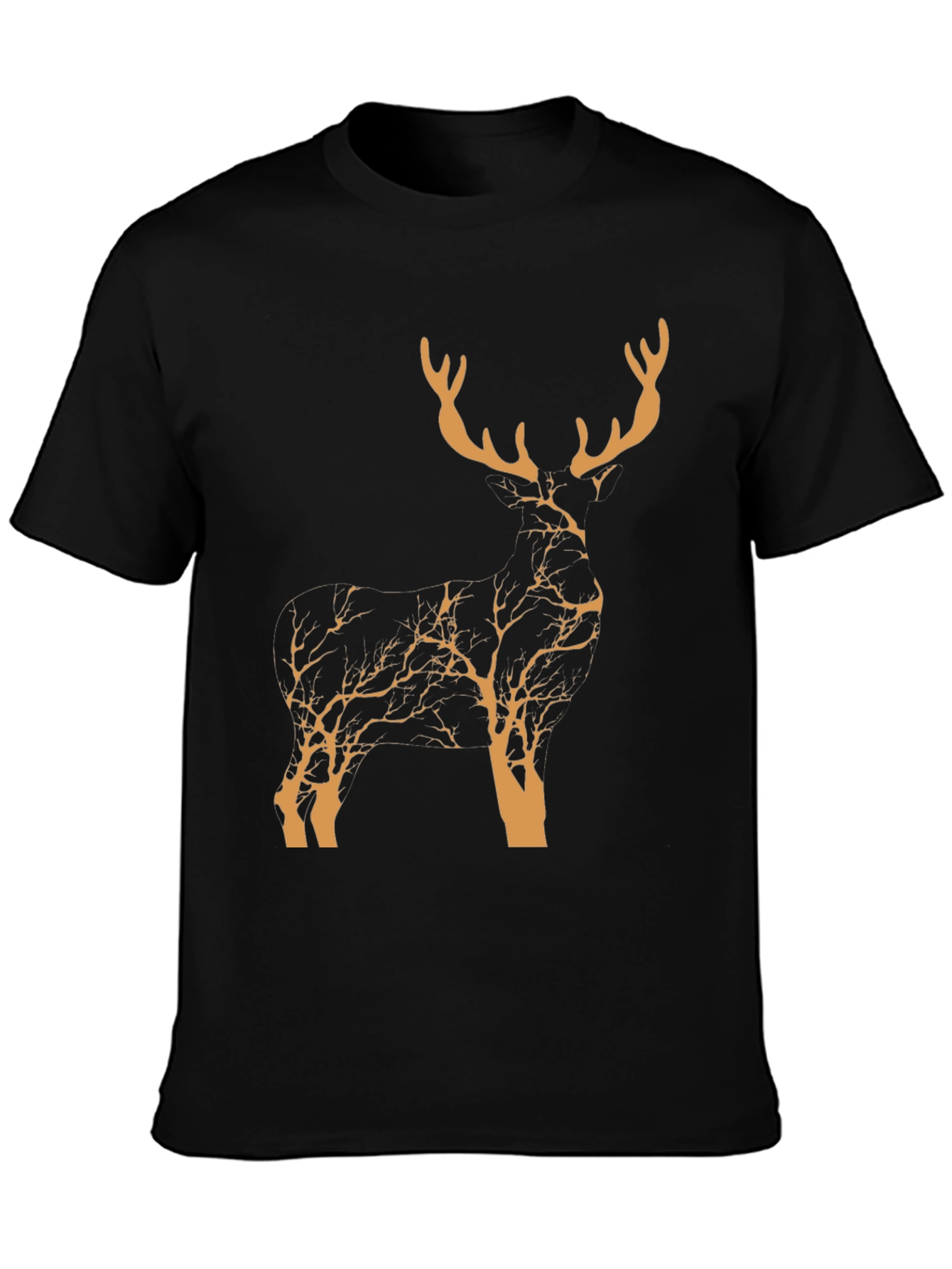 Black Stylish Deer Silhouette Graphic T-Shirt - Nature Inspired Design view 3