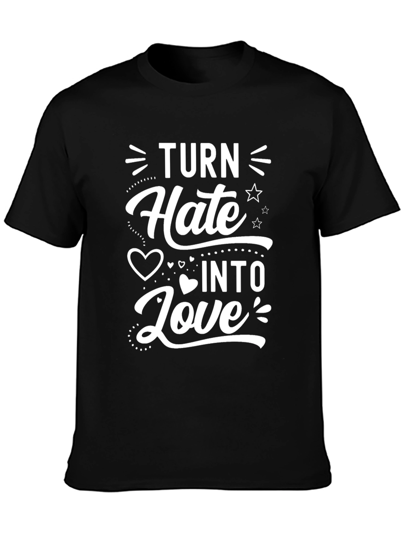 Black Turn Hate Into Love Graphic T-Shirt view 3