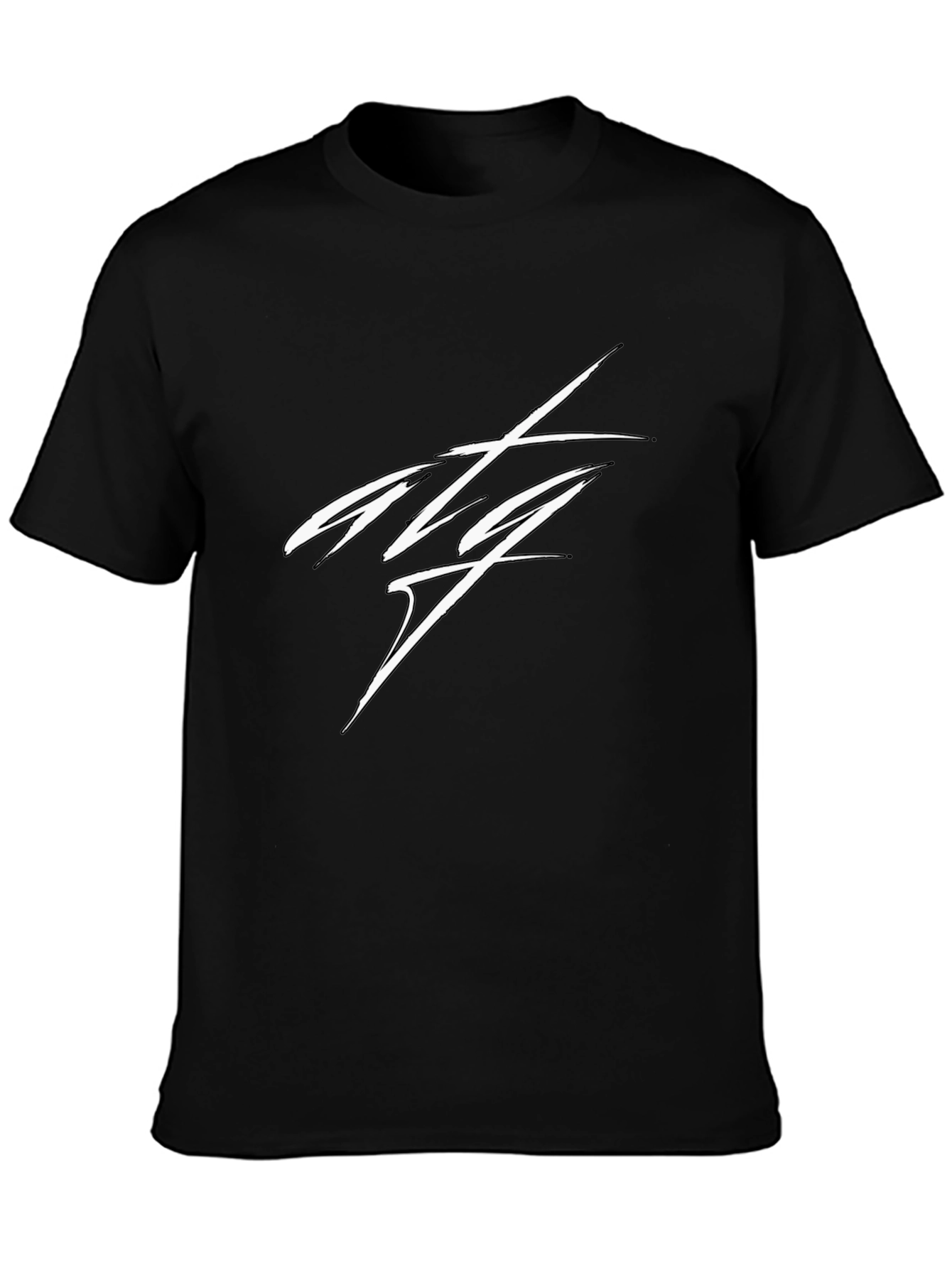 Black Modern Graphic T-Shirt - Black Cotton Blend view 3
