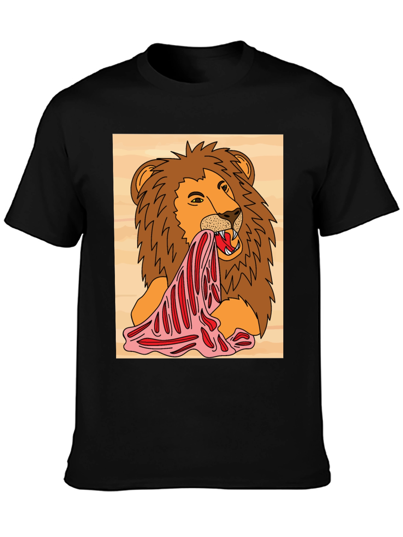 Black Lion Eating Meat Graphic Tee - Black view 3