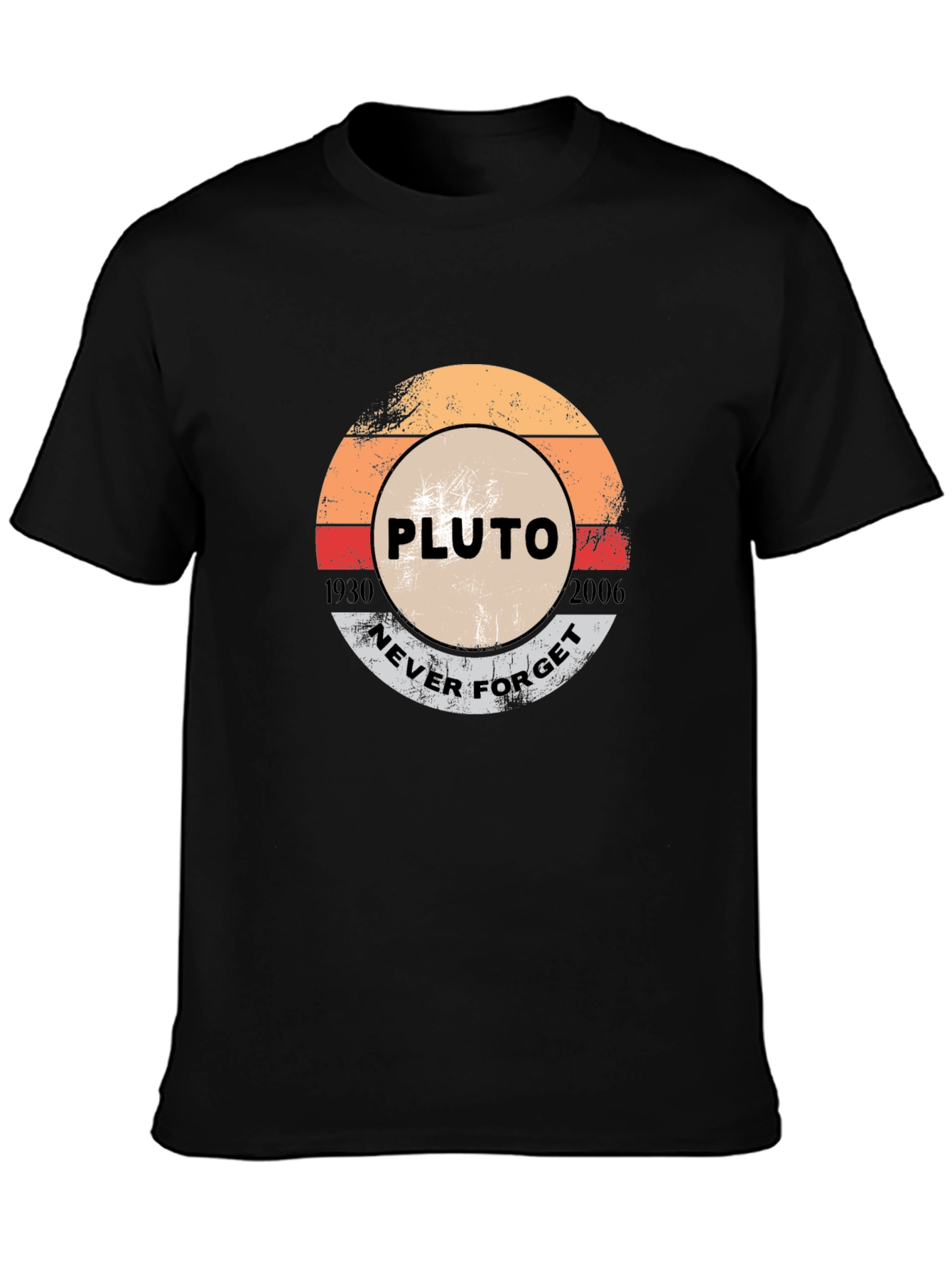 Black Pluto Never Forget Graphic T-Shirt view 3