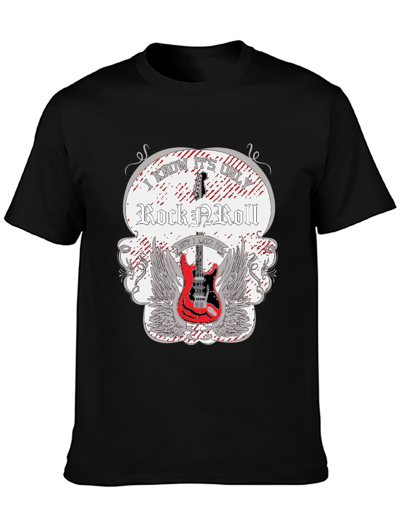 Black Rock and Roll Guitar T-Shirt view 3