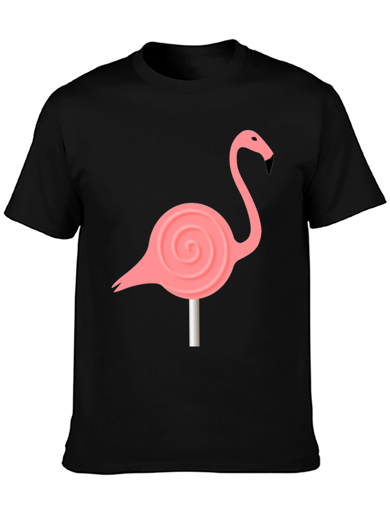 Black Flamingo Lollipop Graphic Tee - Black Cotton Blend view 3