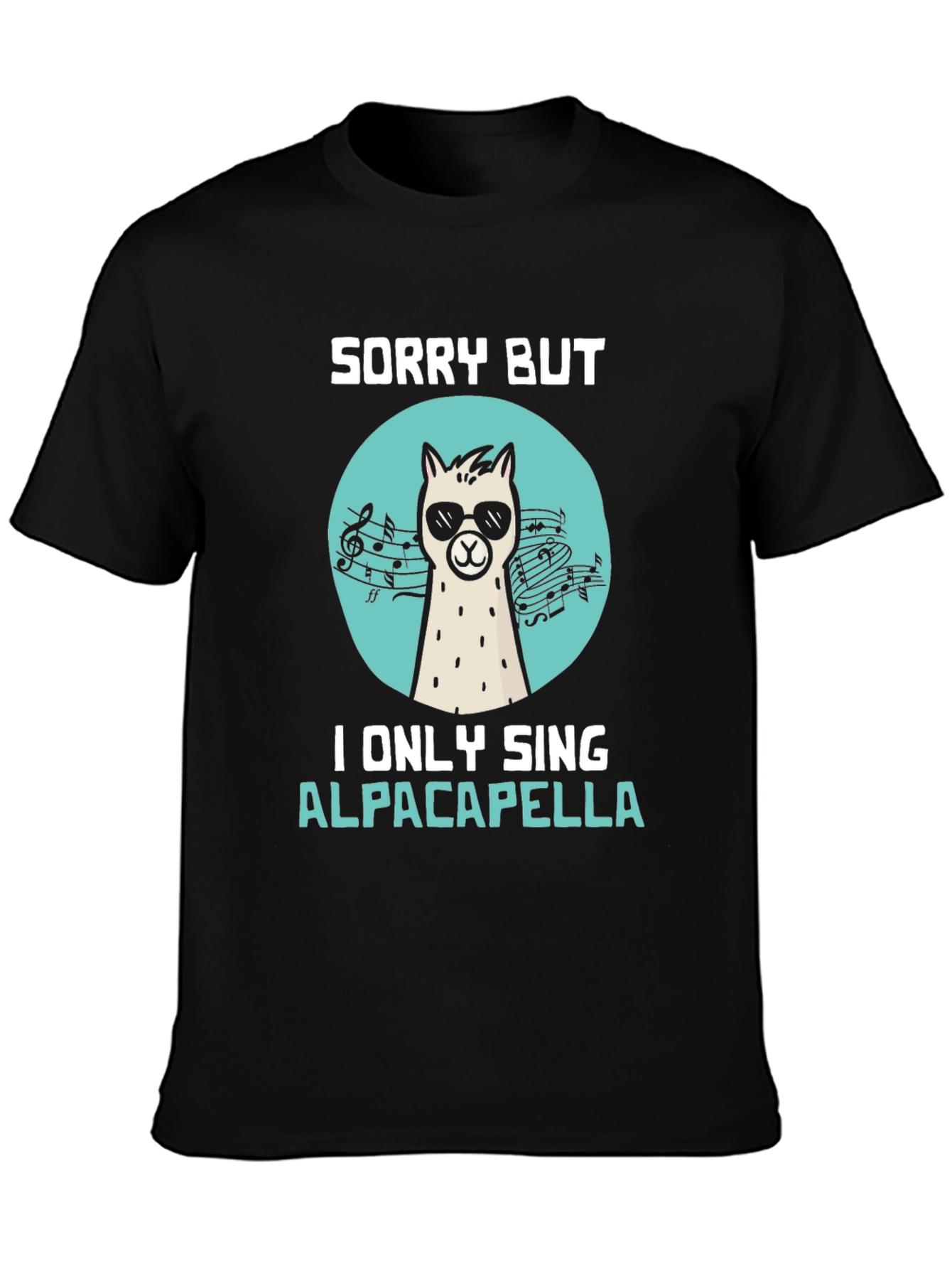 Black Alpaca-pella T-Shirt: Funny Music Lover Tee view 3
