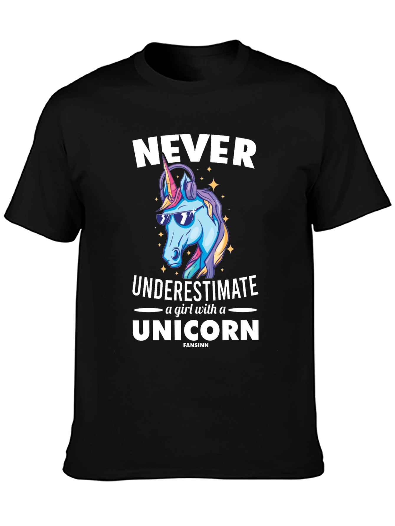 Black Never Underestimate Unicorn T-Shirt view 3