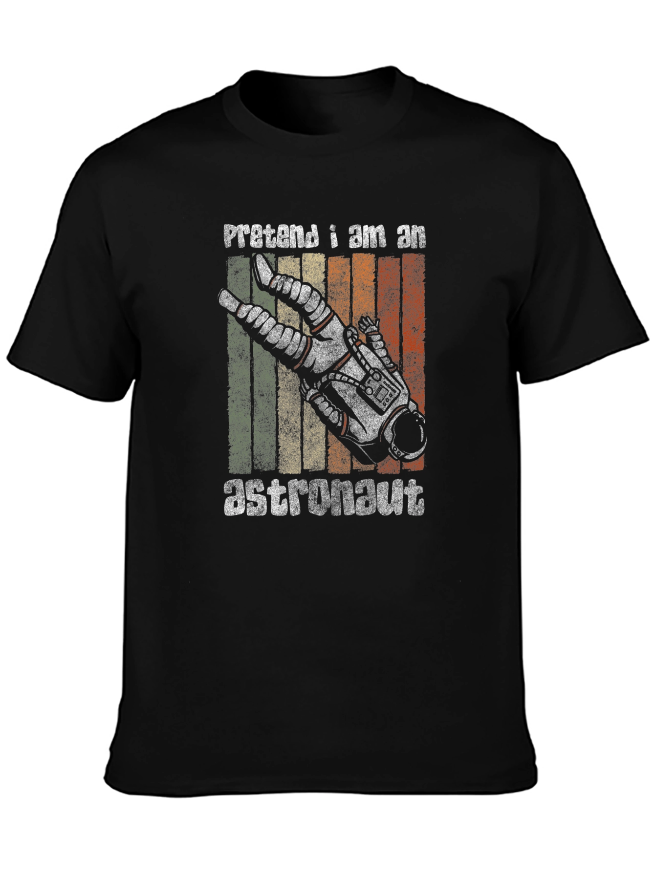 Black Retro Pretend I Am An Astronaut Graphic T-Shirt view 3