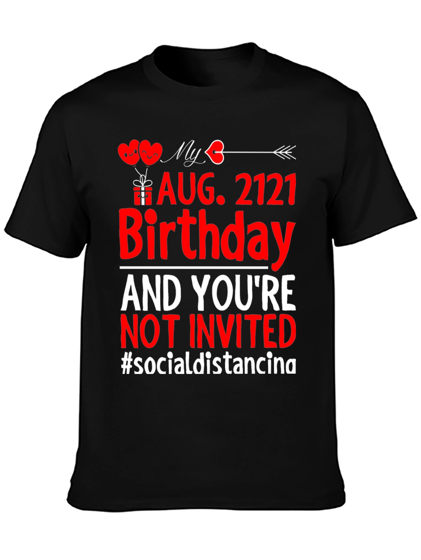 Black Funny Birthday Social Distancing T-Shirt view 3
