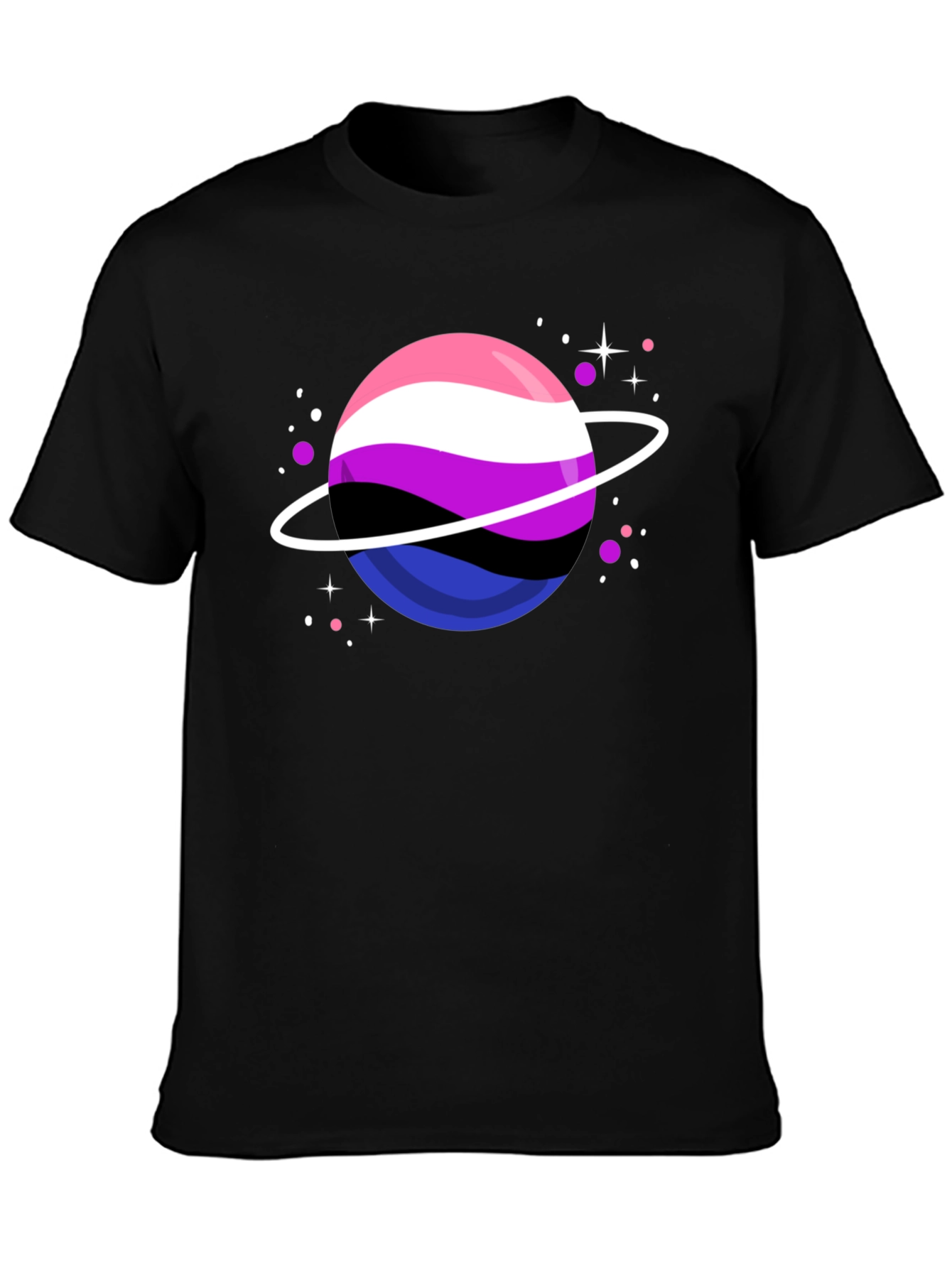 Black Genderqueer Pride Planet T-Shirt view 3