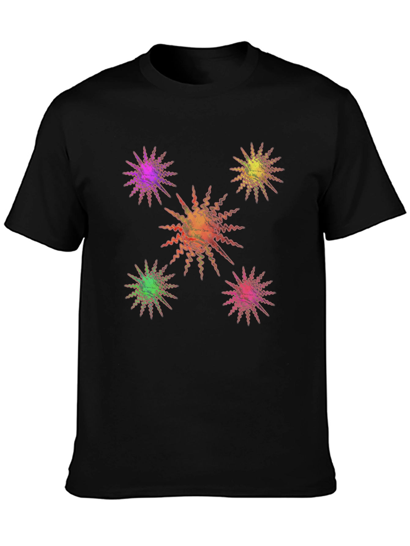 Black Starburst Graphic Print Black T-Shirt view 3