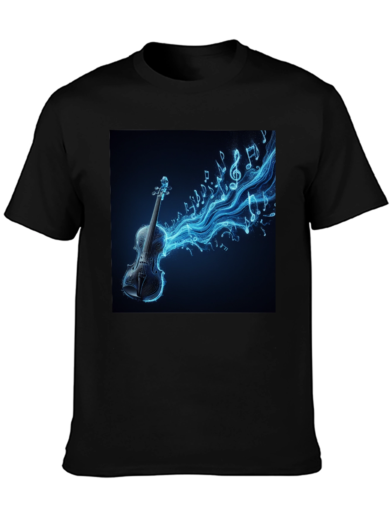 Black Electric Violin Music T-Shirt - Black view 3