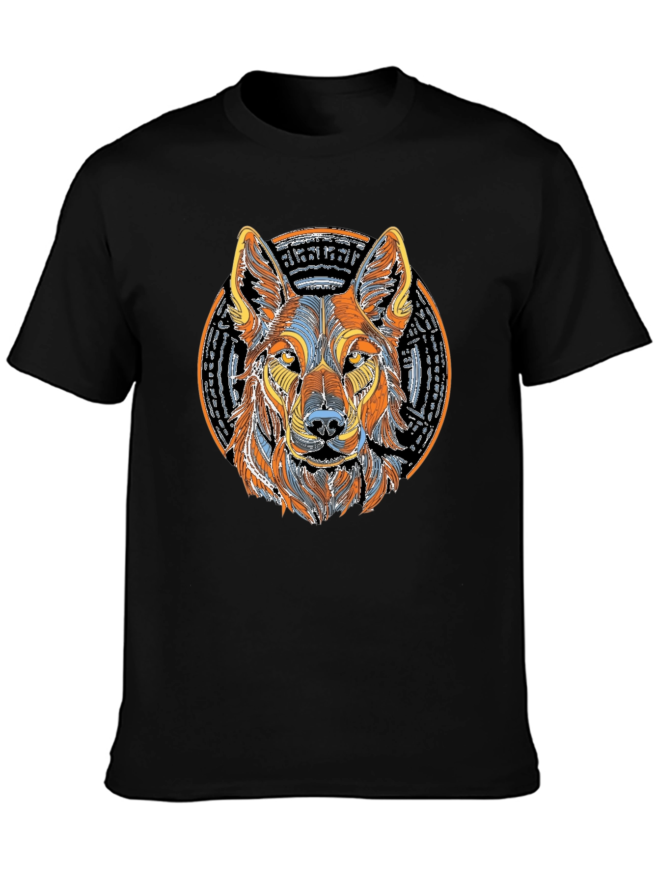 Black Wolf Graphic Print Black T-Shirt view 3
