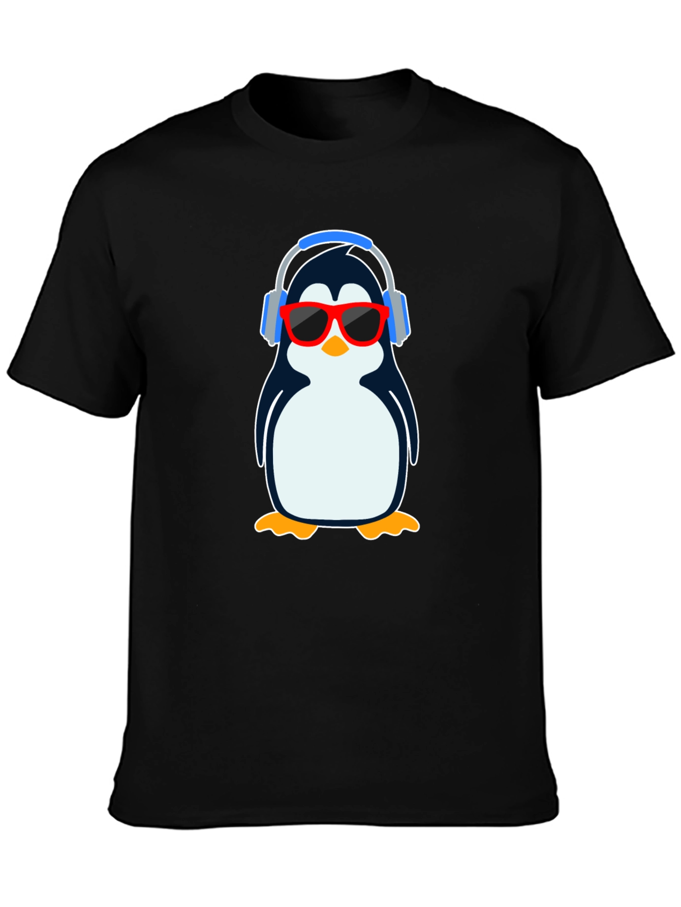 Black Cool Penguin Graphic T-Shirt - Black view 3