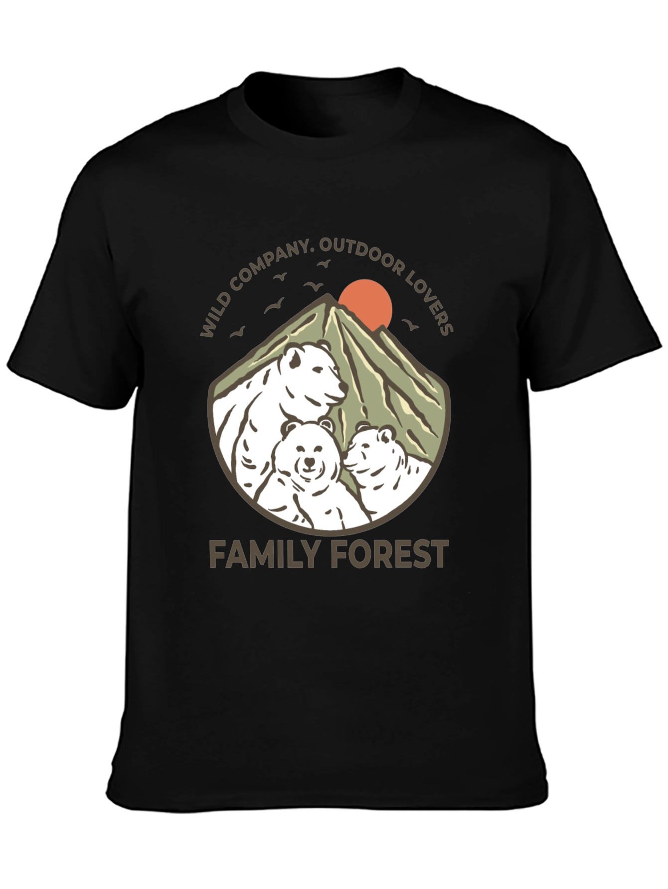 Black Family Forest Bear Graphic T-Shirt view 3
