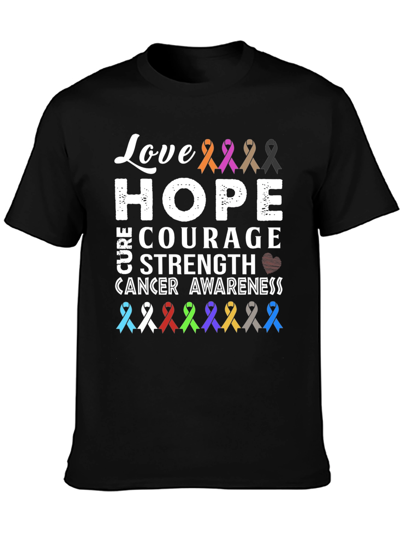Black Love, Hope, Cure Cancer Awareness T-Shirt view 3