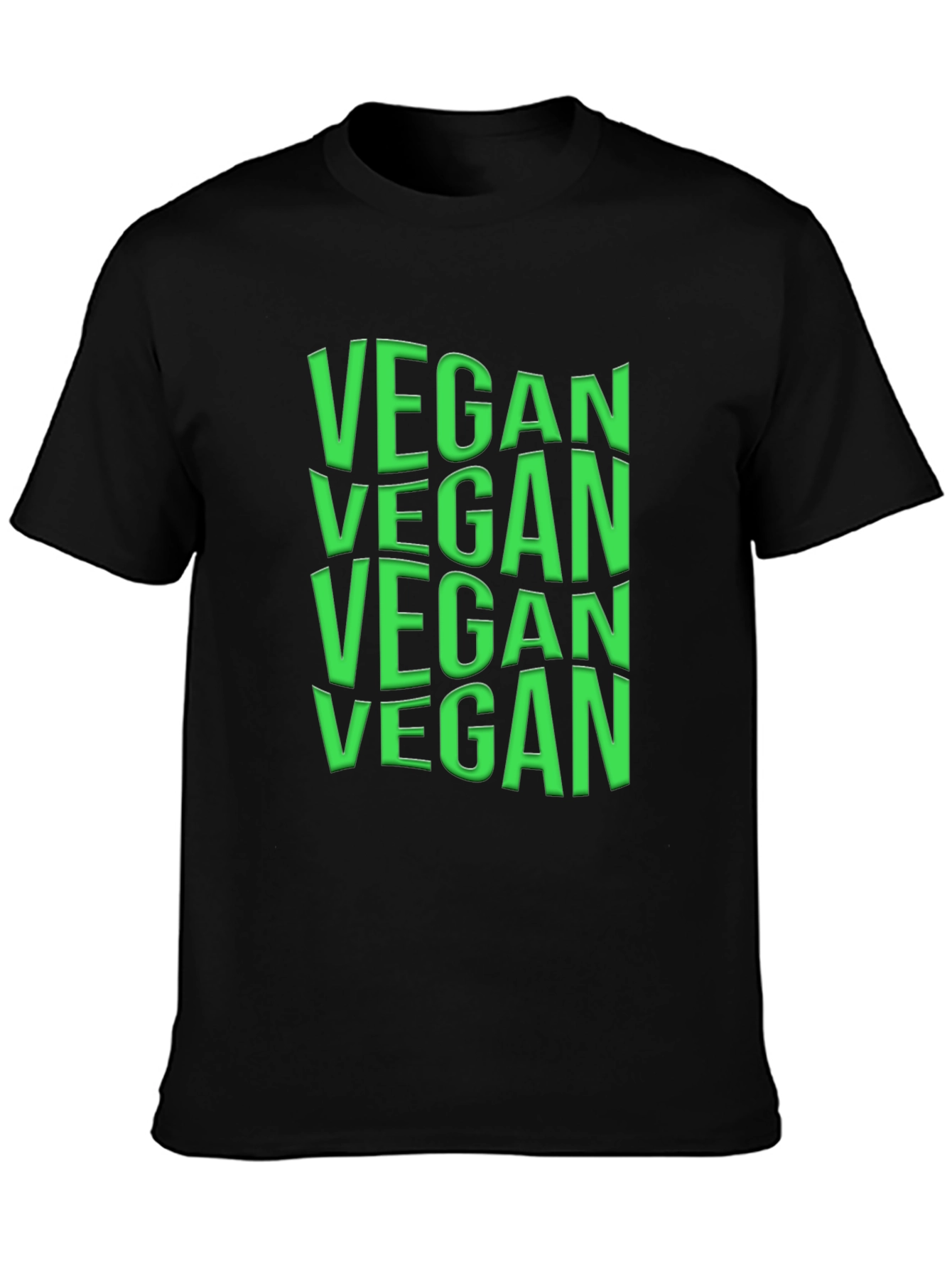 Black Vegan Text Graphic Crew Neck T-Shirt view 3