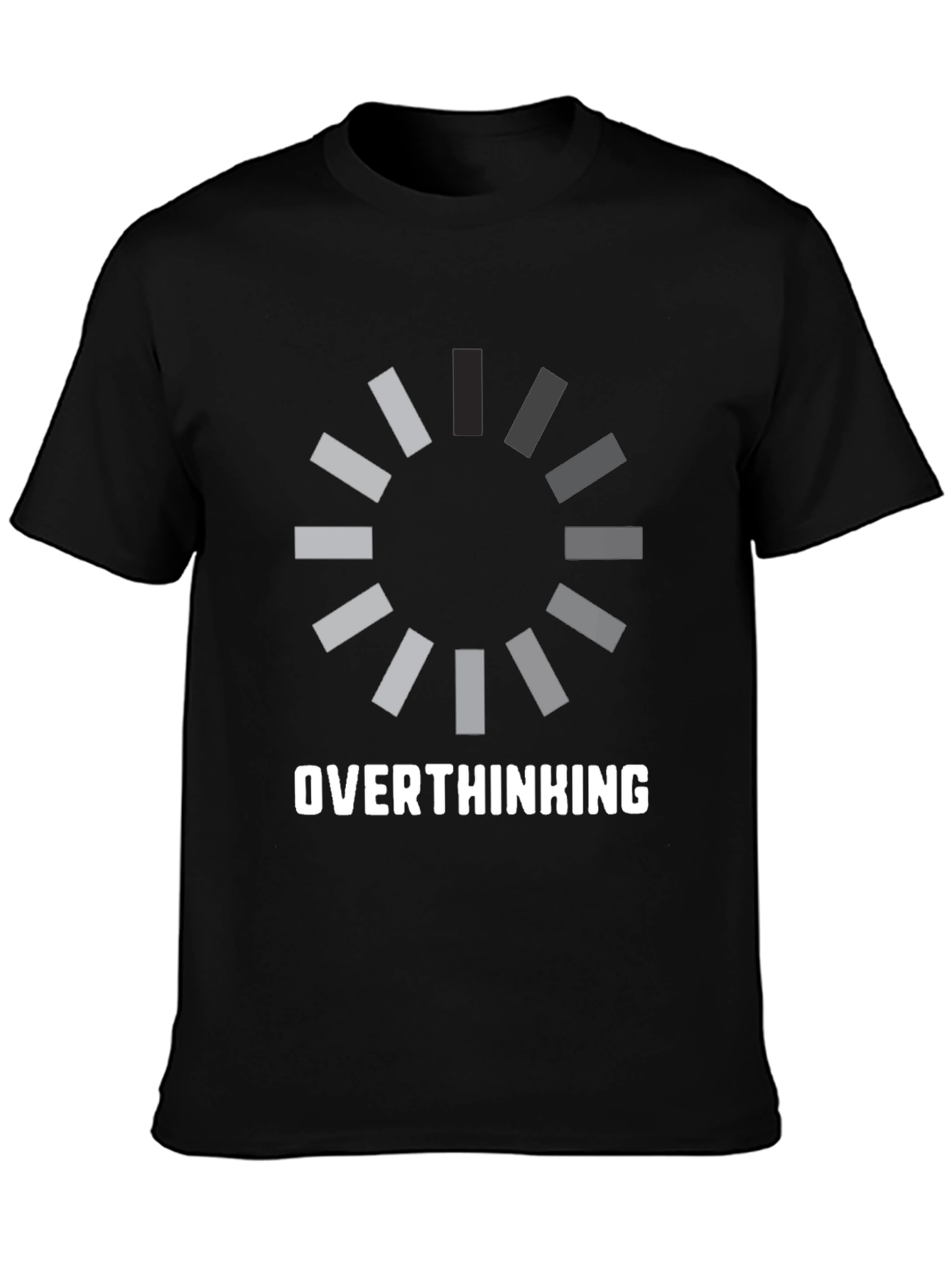 Black Overthinking Loading Funny Black T-Shirt view 3
