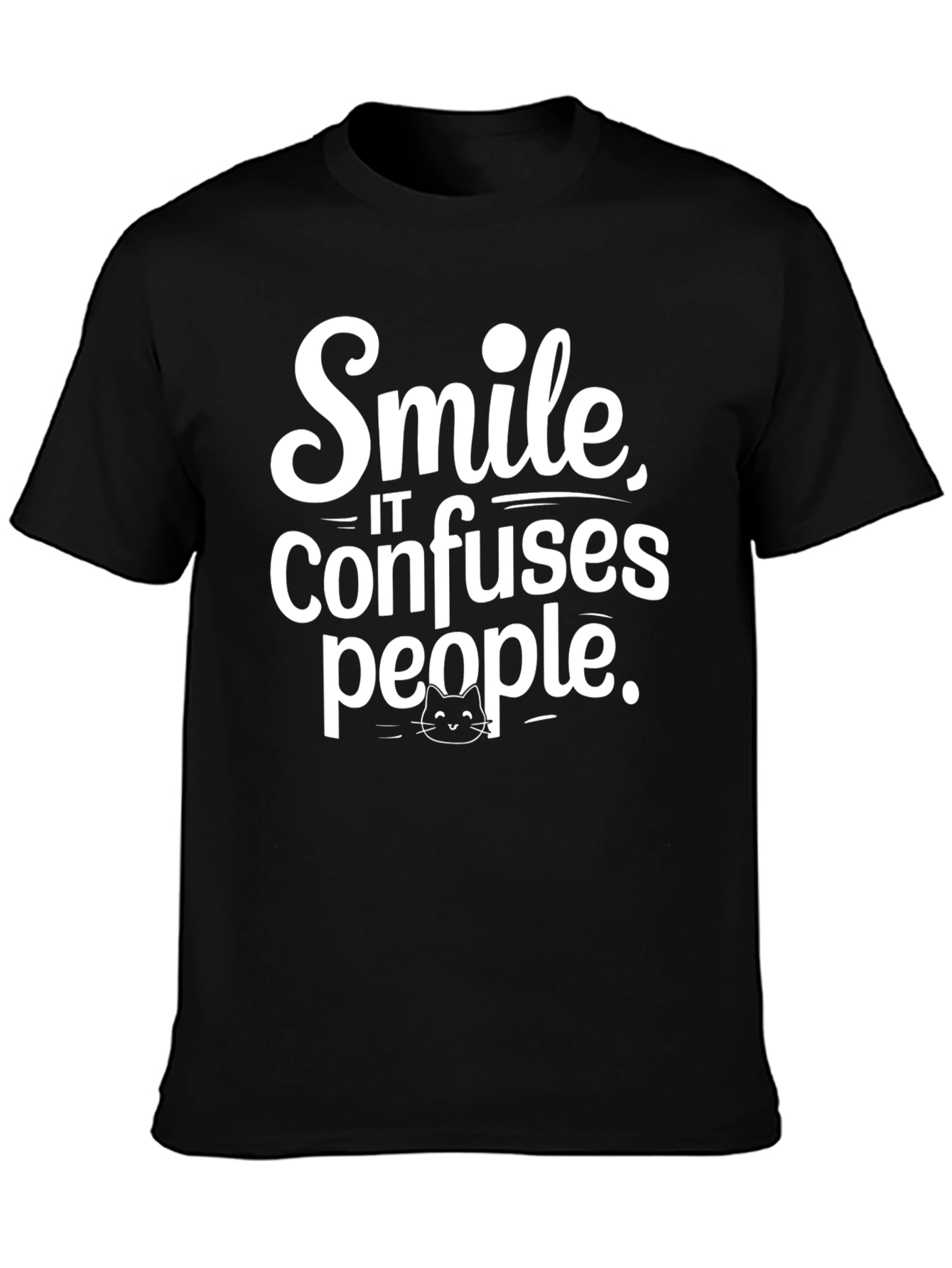 Black Smile Confuses People Black Cotton T-Shirt view 3