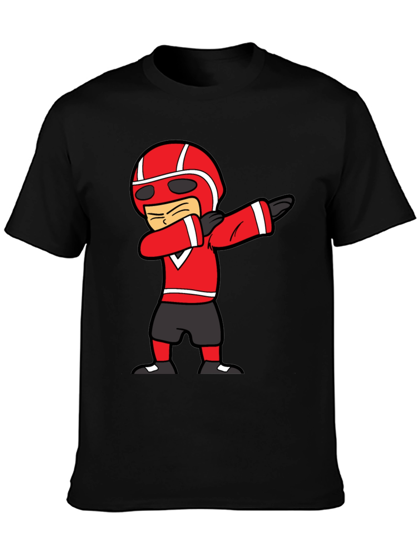 Black Dabbing Cartoon Racer Black T-Shirt view 3