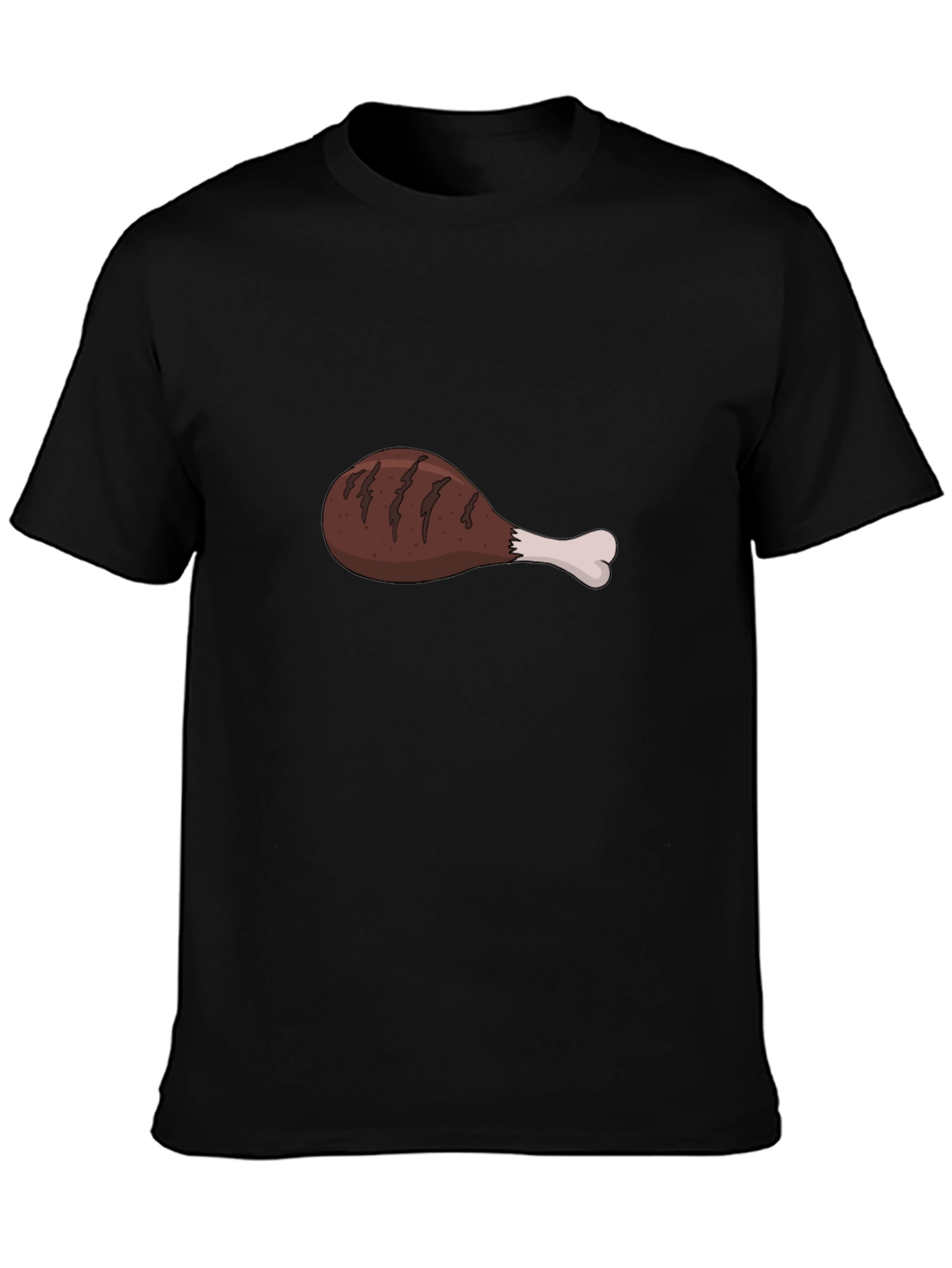 Black Funny Chicken Leg Graphic Black T-Shirt view 3