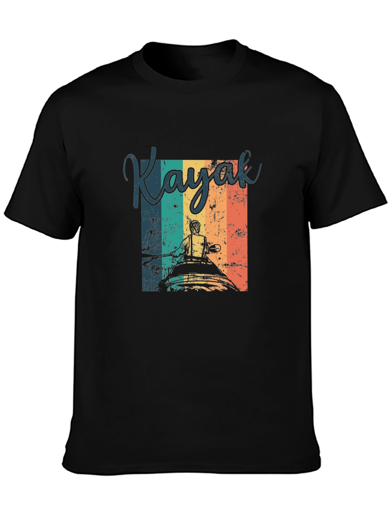 Black Vintage Kayak T-Shirt - Retro Paddling Tee view 3