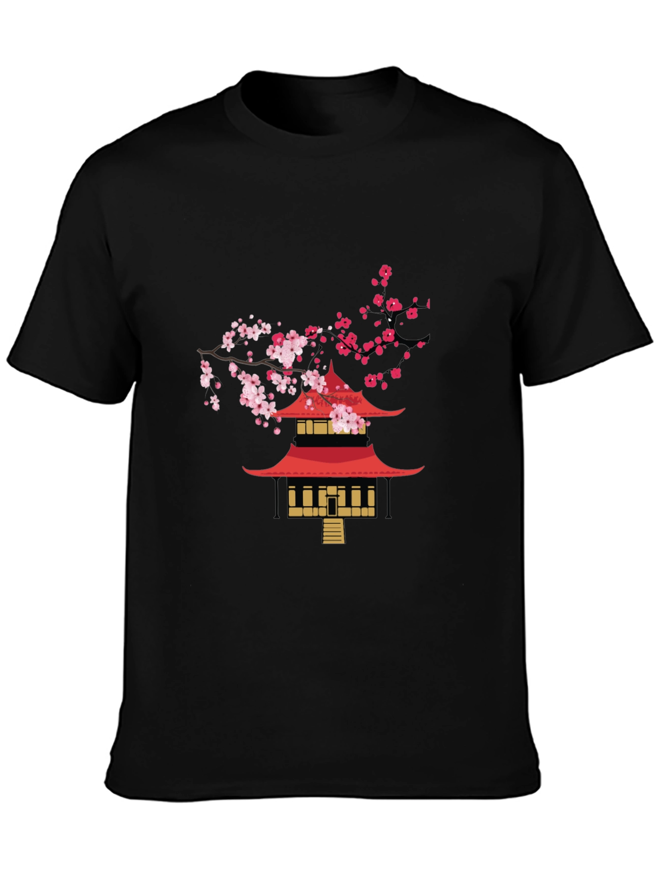 Black Pagoda Blossom Graphic T-Shirt view 3