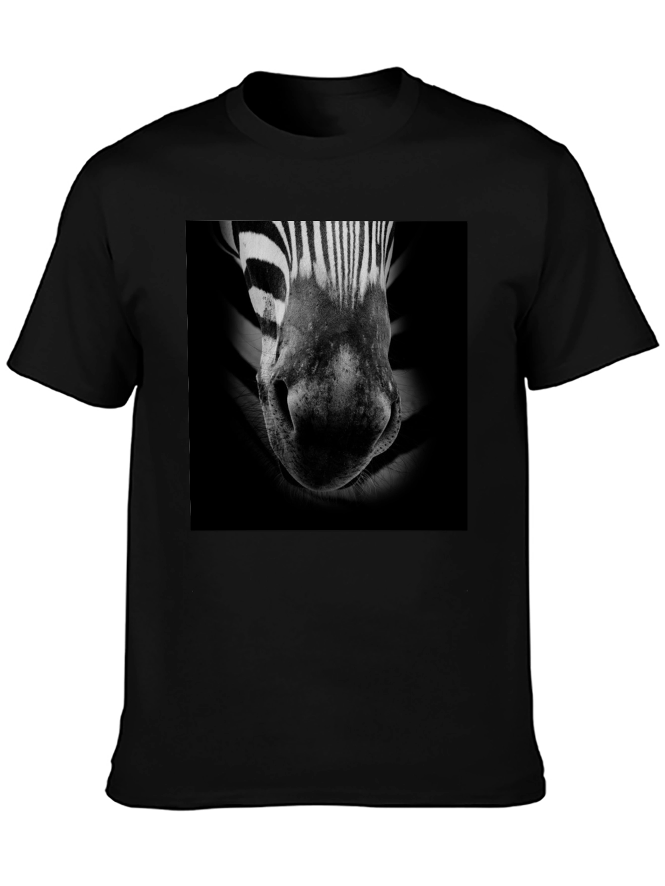 Black Zebra Nose Graphic T-Shirt - Black Cotton Tee view 3