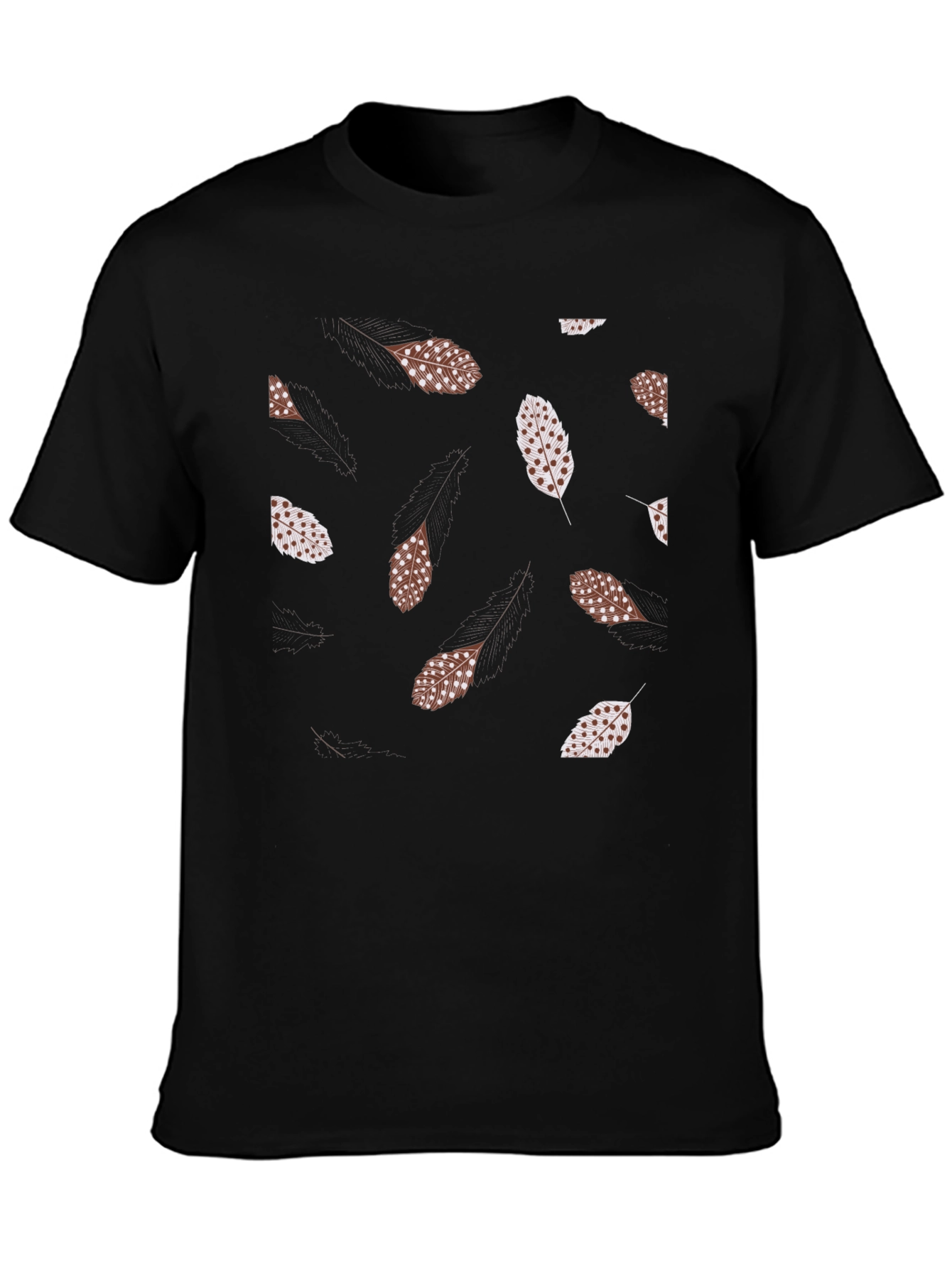 Black Feather Print Black T-Shirt view 3