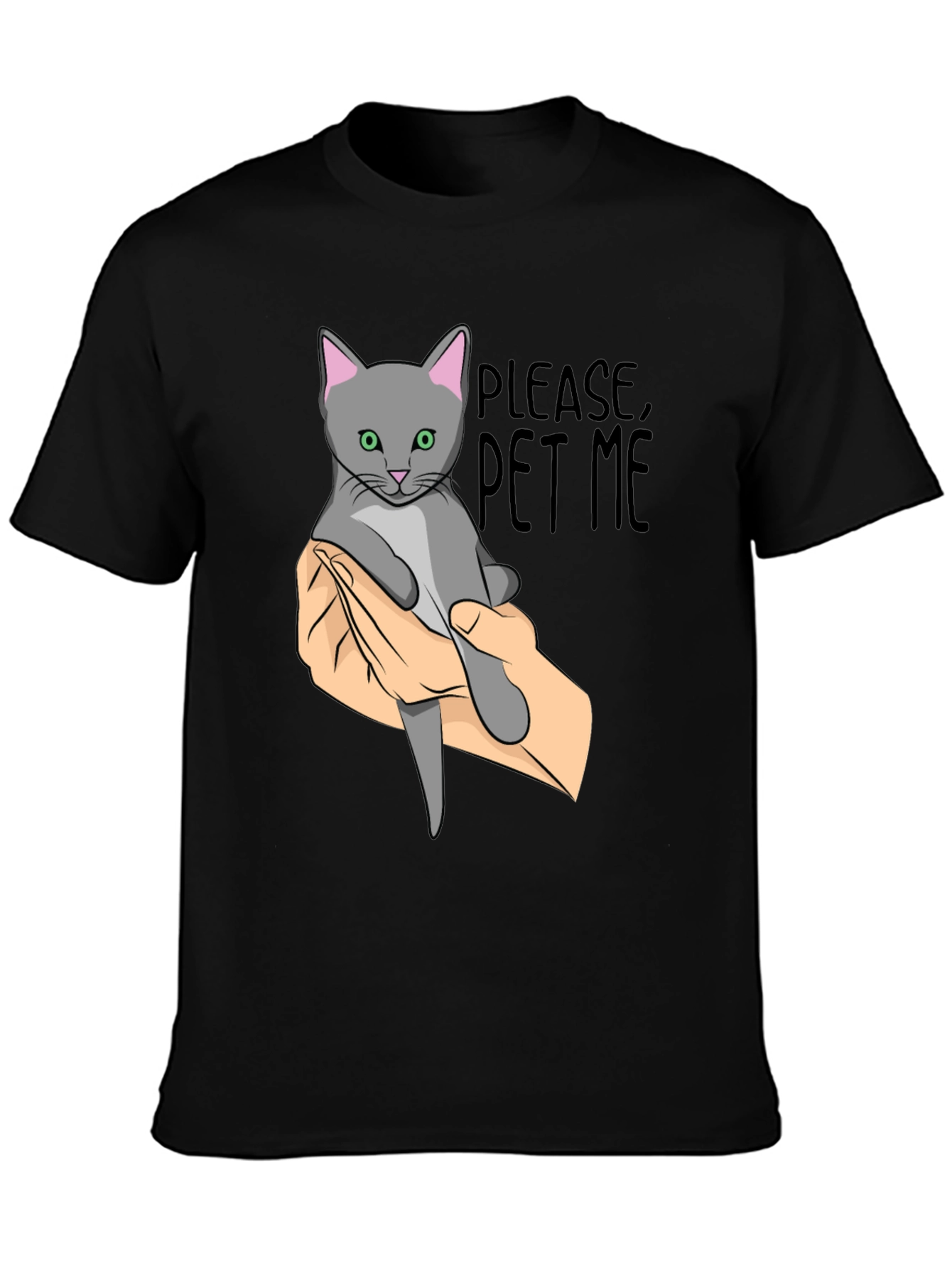 Black Please Pet Me Cat Graphic T-Shirt view 3