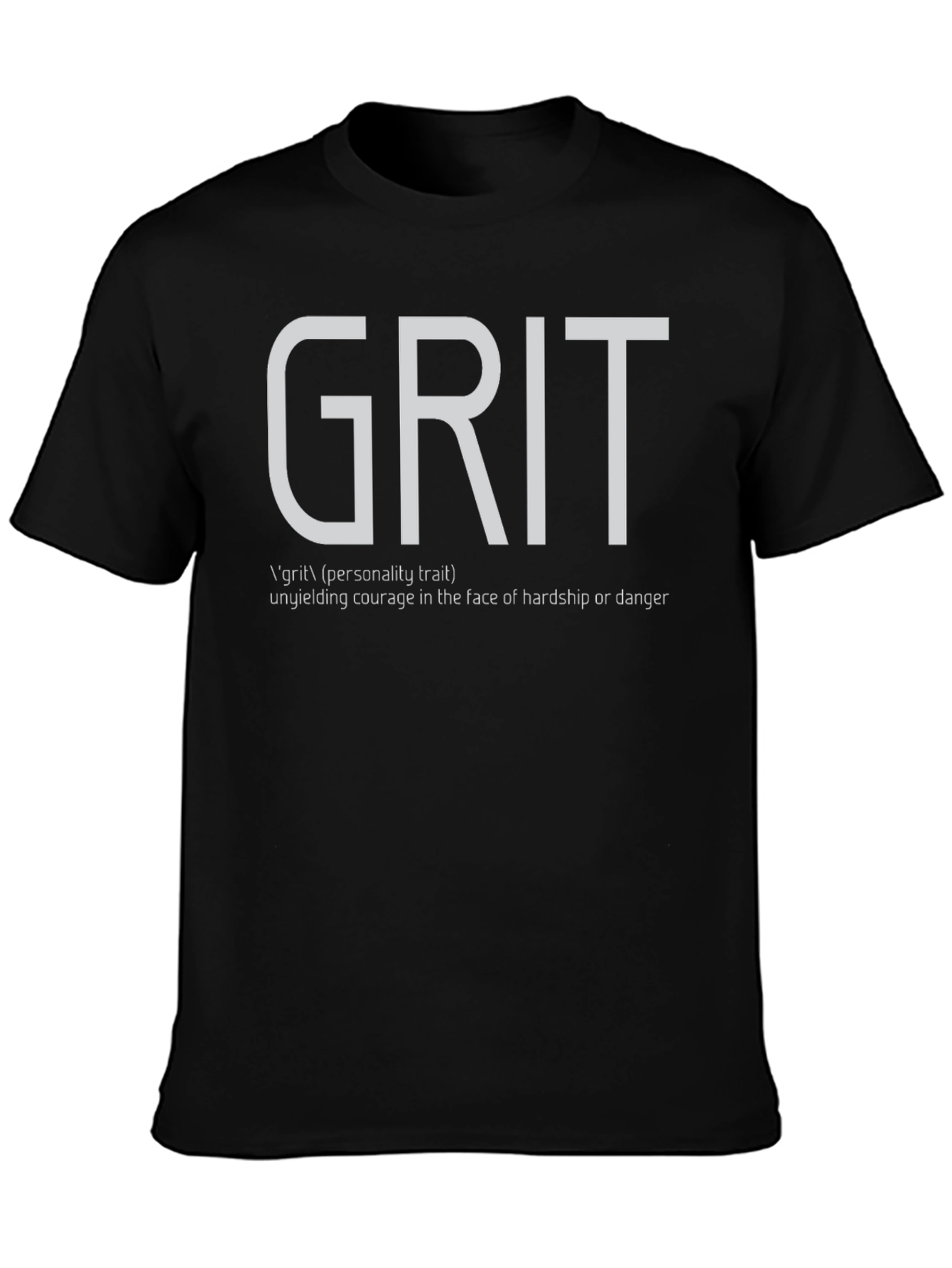 Black Grit Definition Black T-Shirt: Unyielding Courage Tee view 3