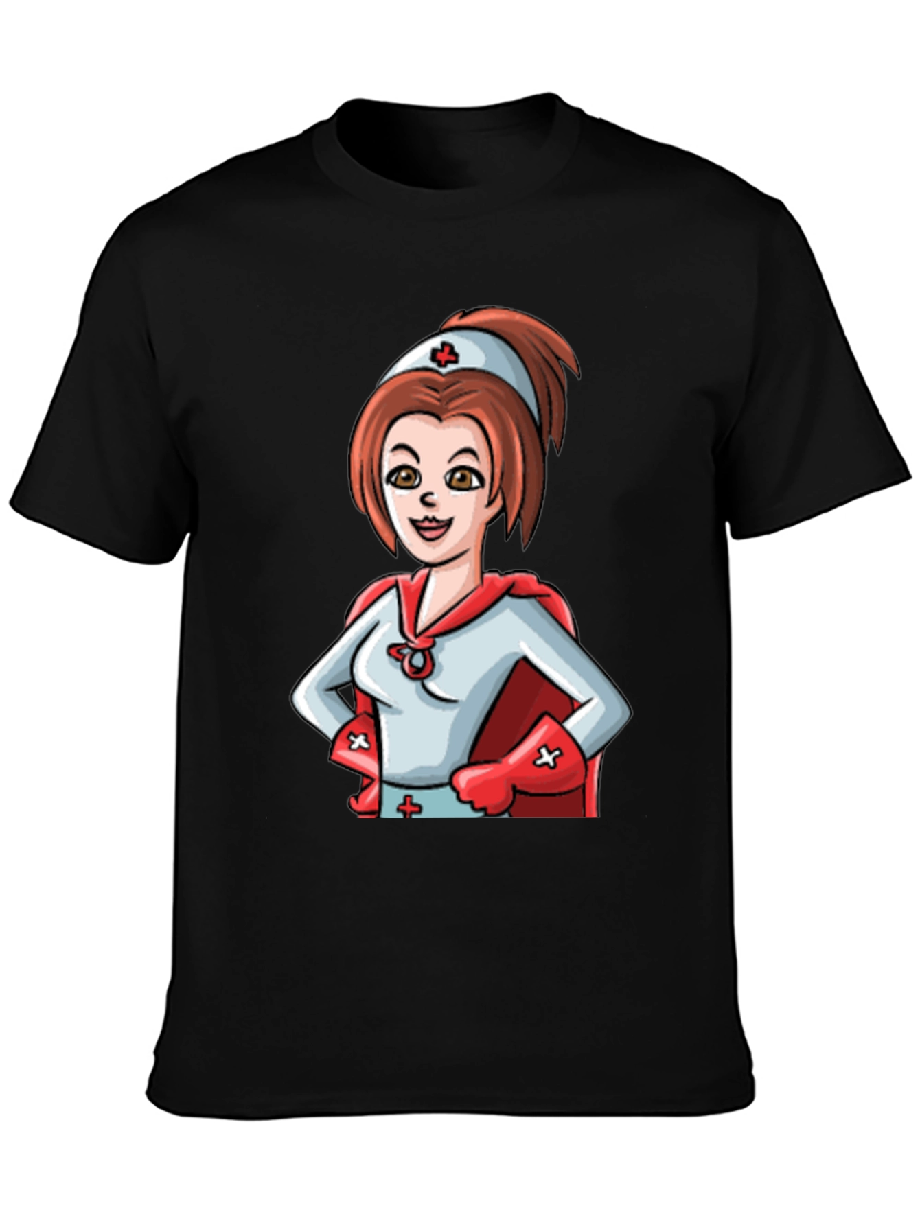 Black Nurse Superhero T-Shirt - Black Cotton Tee view 3