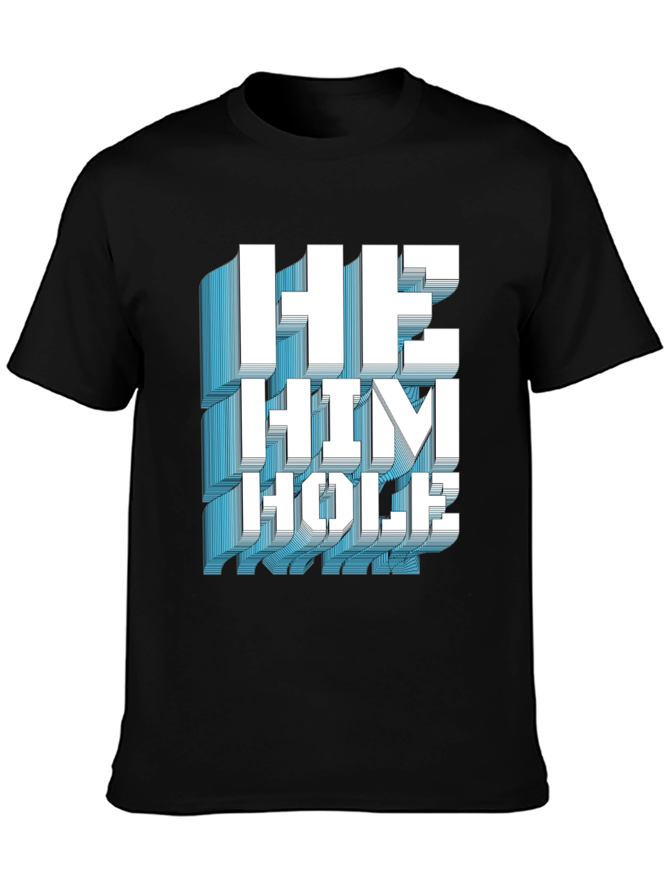 Black He Him Hole Graphic T-Shirt view 3