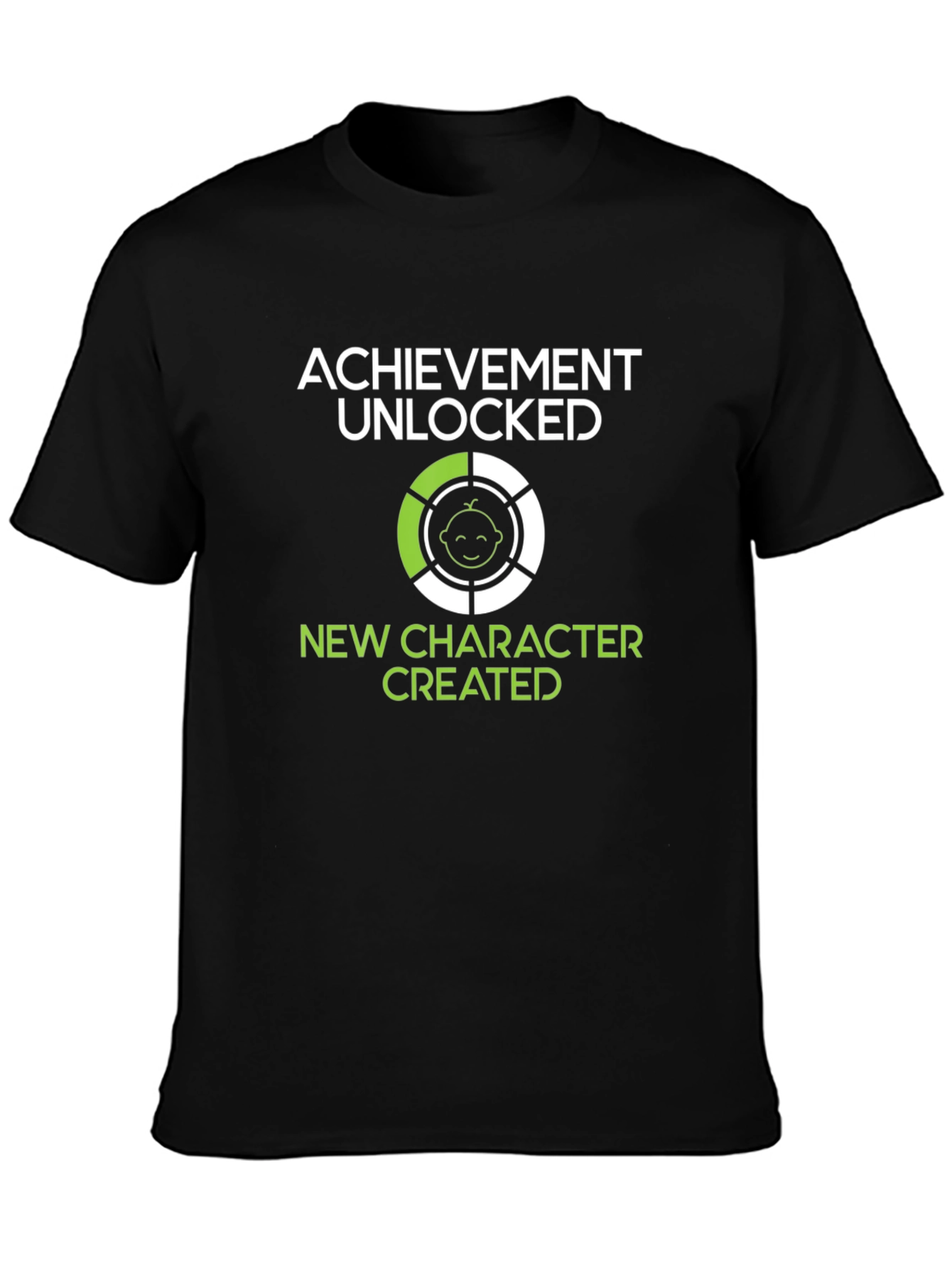 Black Achievement Unlocked: New Character Created T-Shirt view 3
