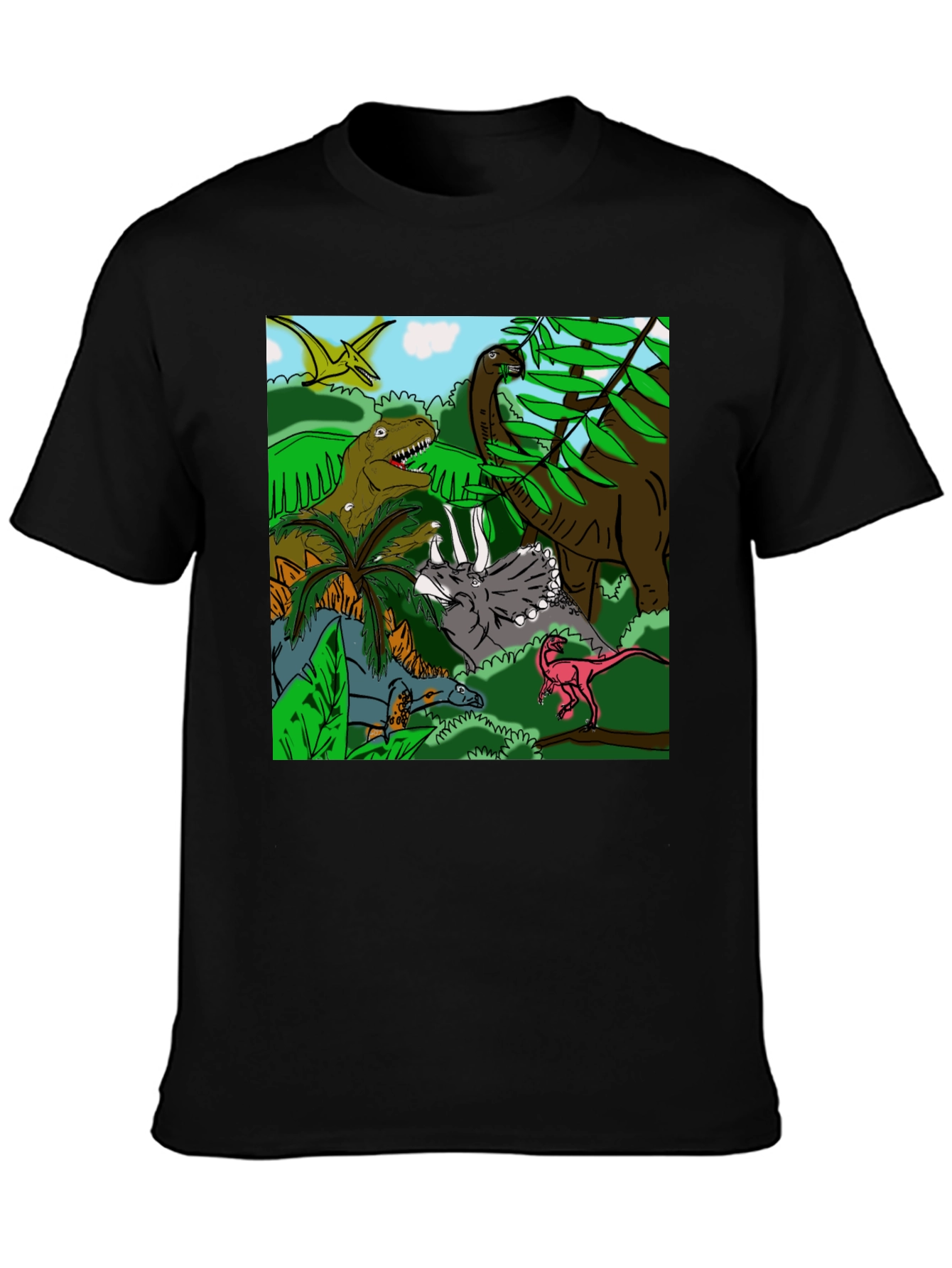 Black Dinosaur T-Shirt: Prehistoric Adventure Tee view 3