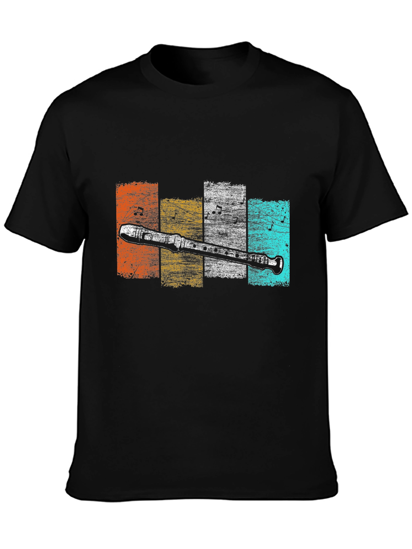 Black Retro Recorder T-Shirt - Musical Instrument Tee view 3