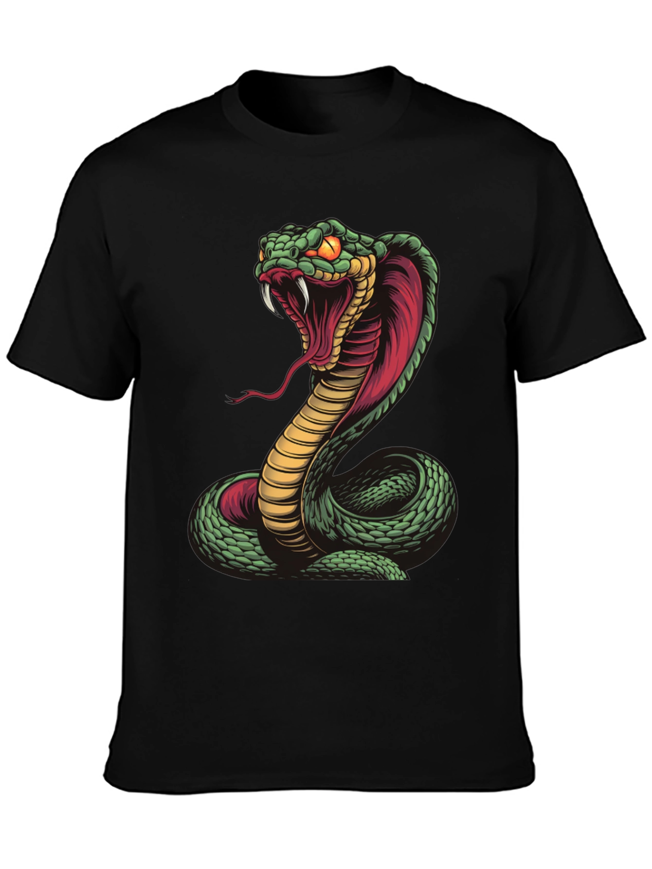 Black Cobra Snake Graphic Tee - Fierce Serpent Design view 3