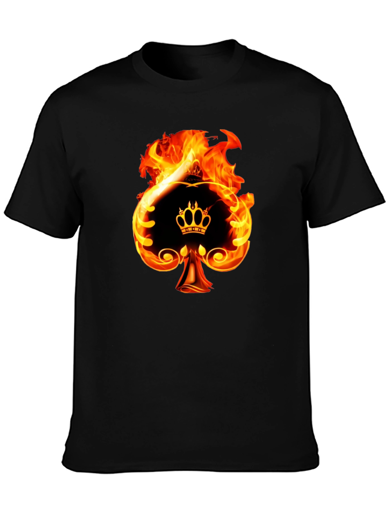 Black Fiery Spade King Graphic Tee view 3
