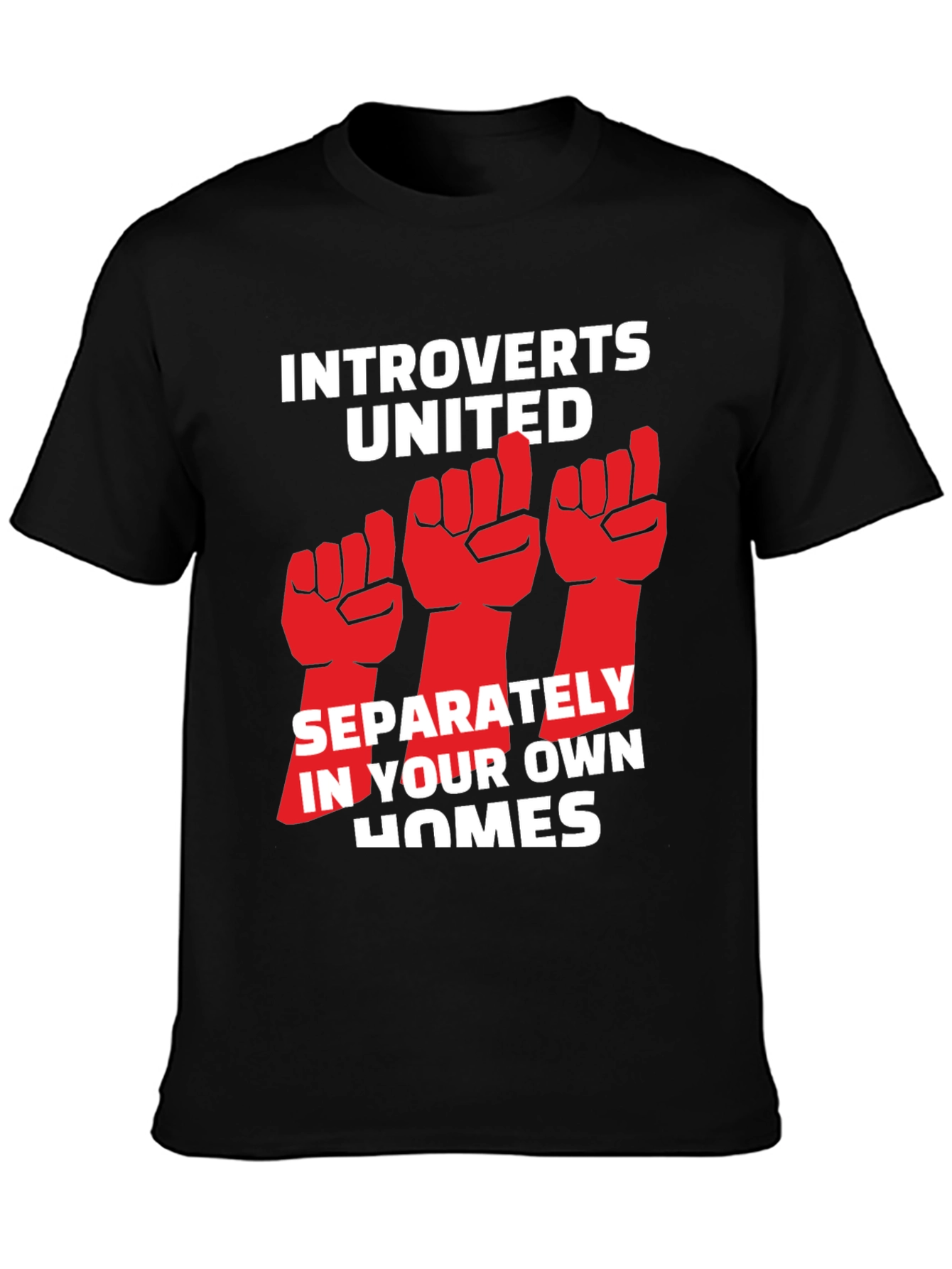 Black Introverts United T-Shirt: Funny Social Distancing Tee view 3