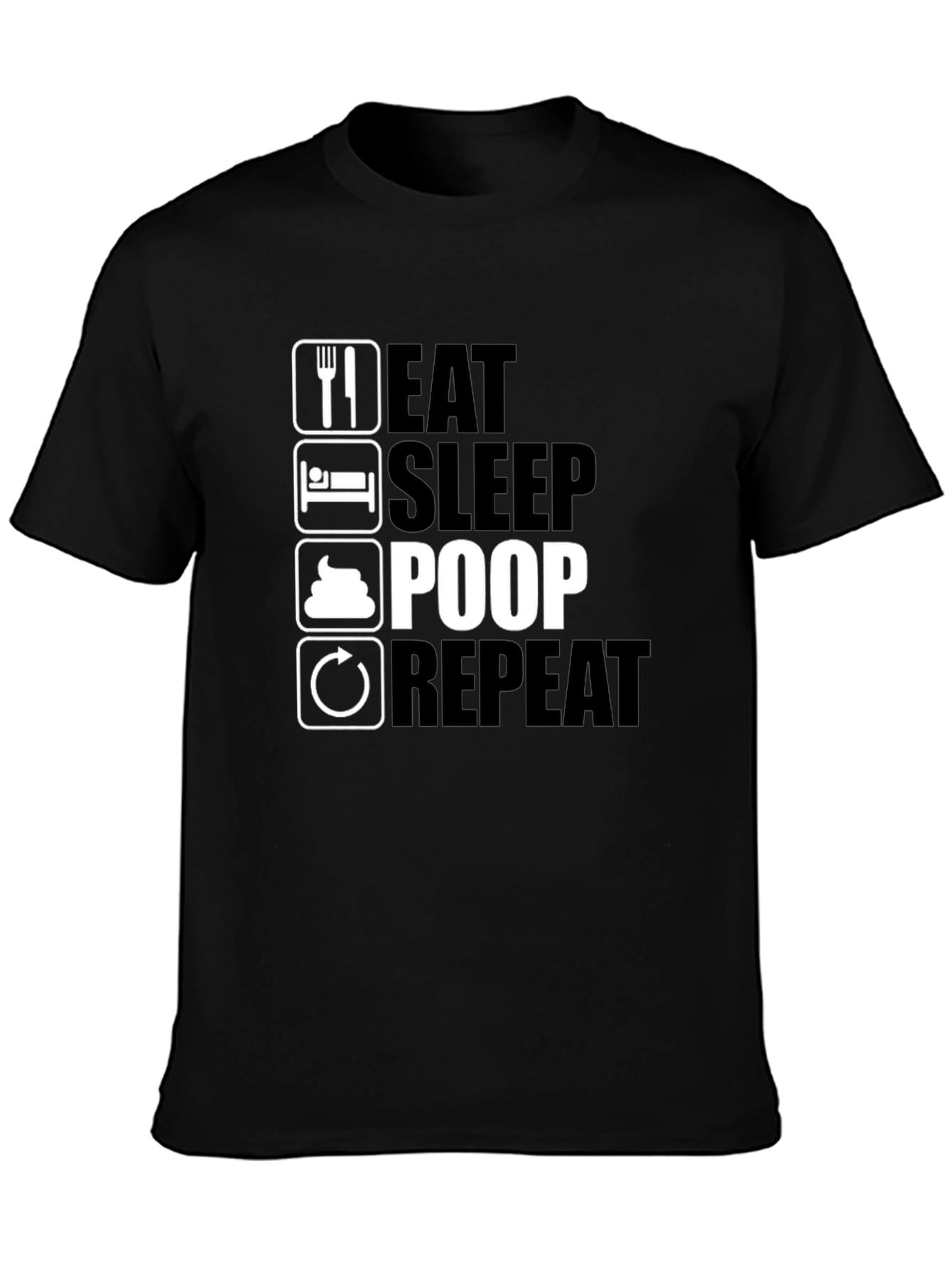 Black Eat Sleep Poop Repeat Black T-Shirt view 3