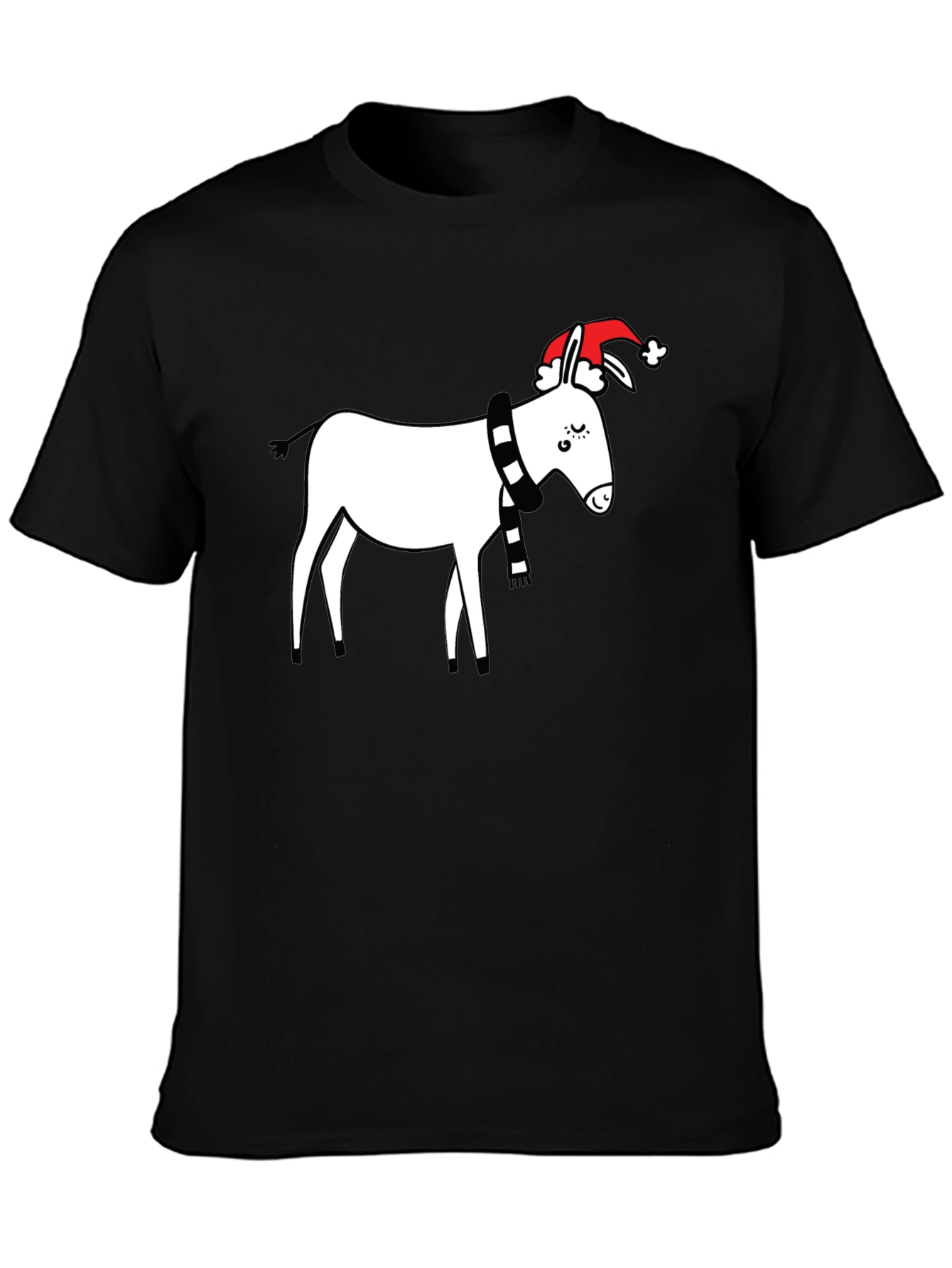 Black Festive Donkey T-Shirt - Holiday Humor view 3