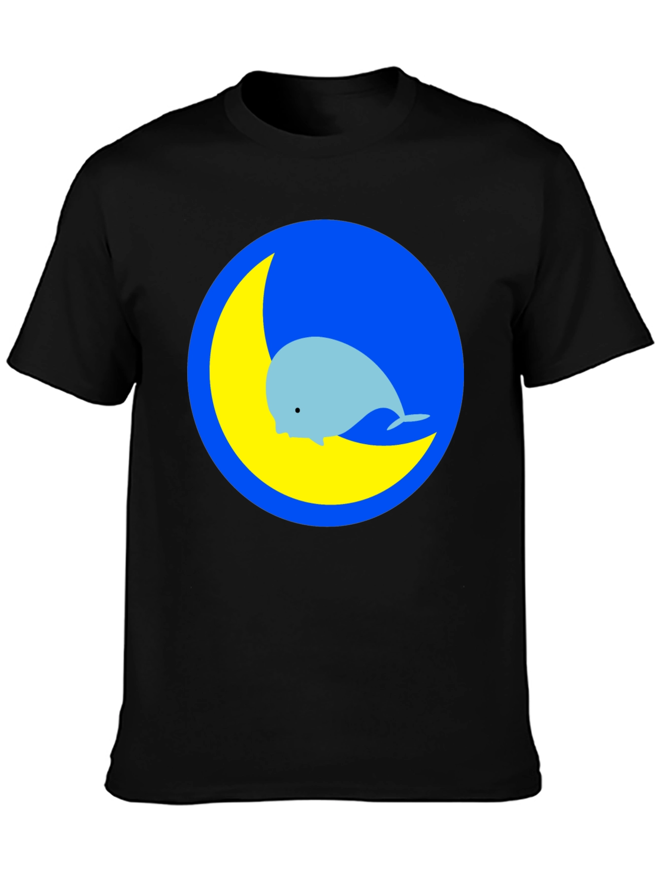 Black Whimsical Whale & Moon Graphic Tee - Black Cotton Blend view 3