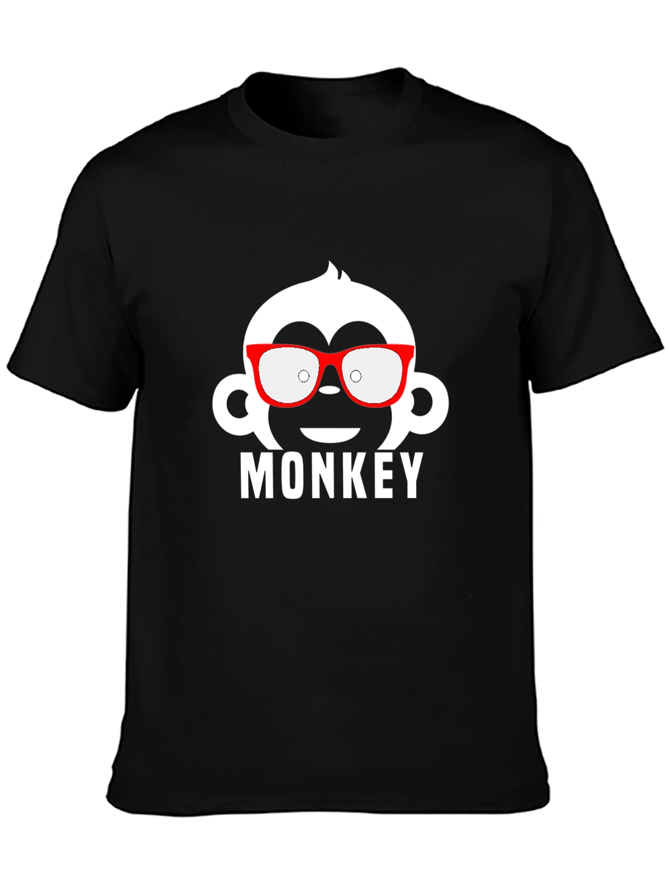 Black Monkey with Glasses Graphic Tee - Black Cotton T-Shirt view 3