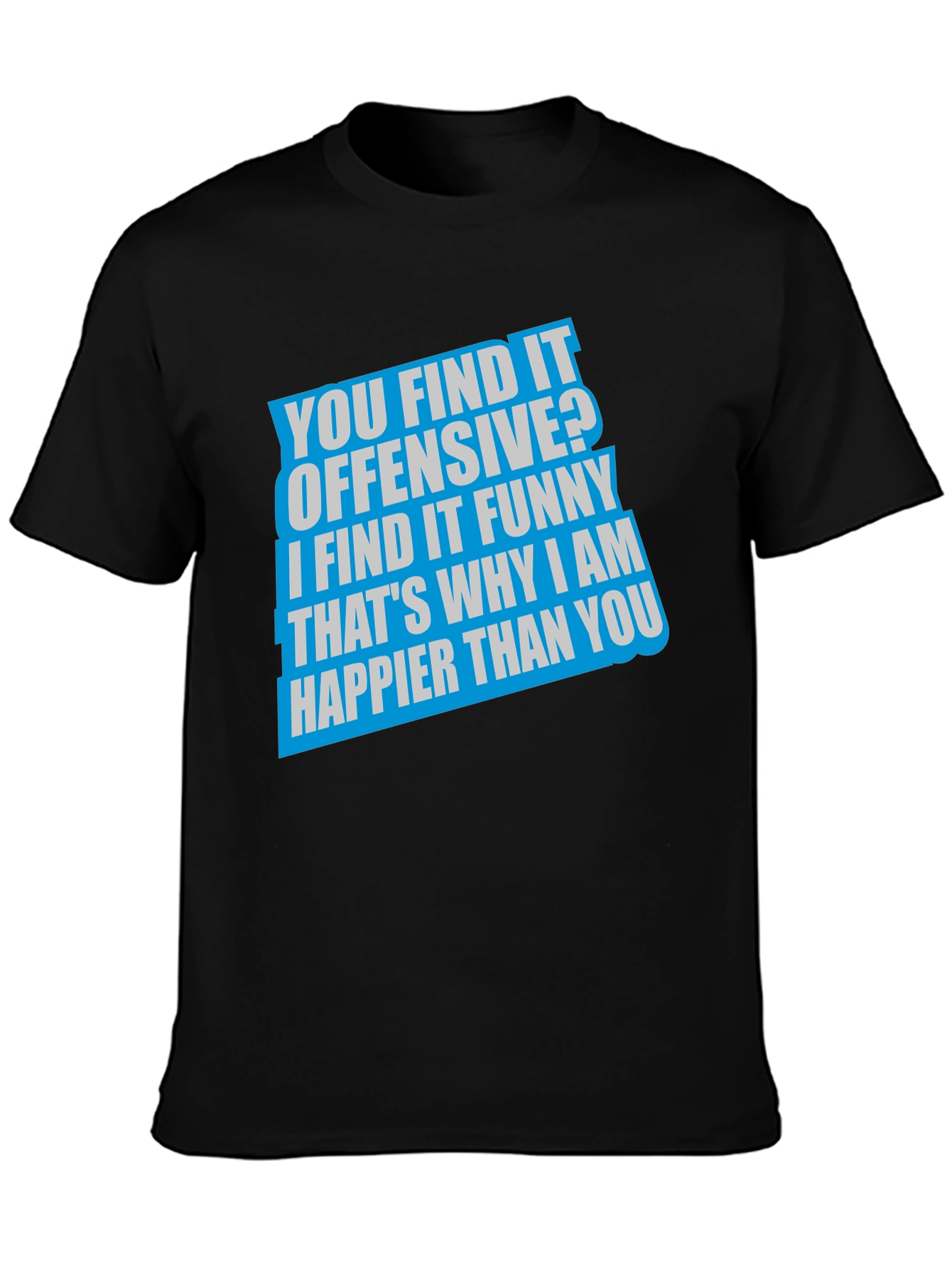 Black Offensive Funny Graphic T-Shirt - Black view 3