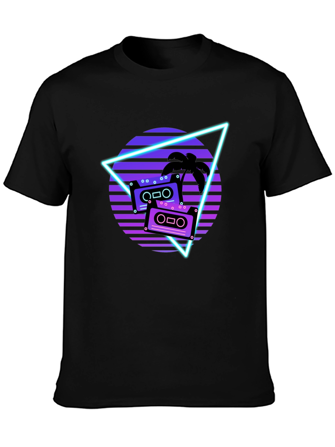 Black Retro Wave Cassette Graphic Tee view 3