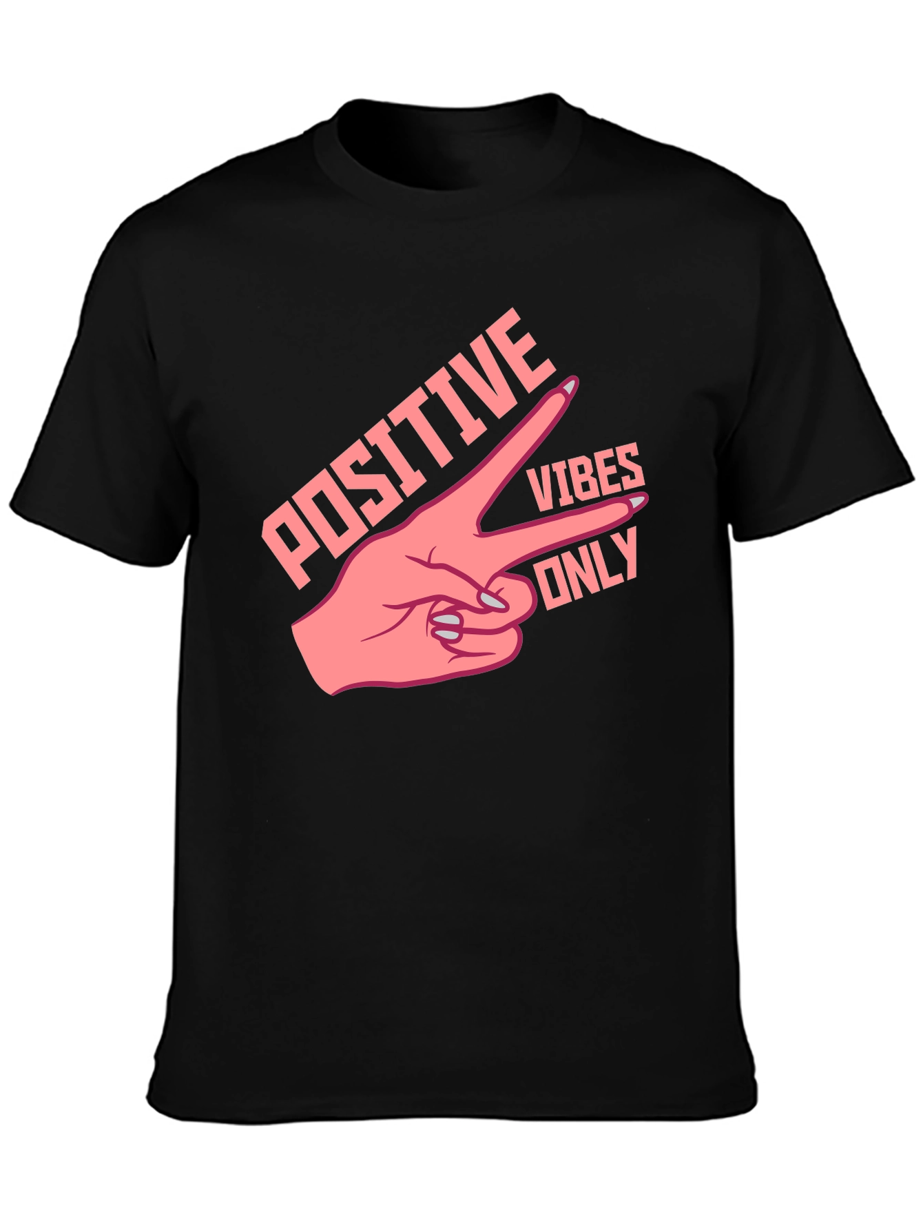 Black Positive Vibes Only Graphic Tee - Black view 3