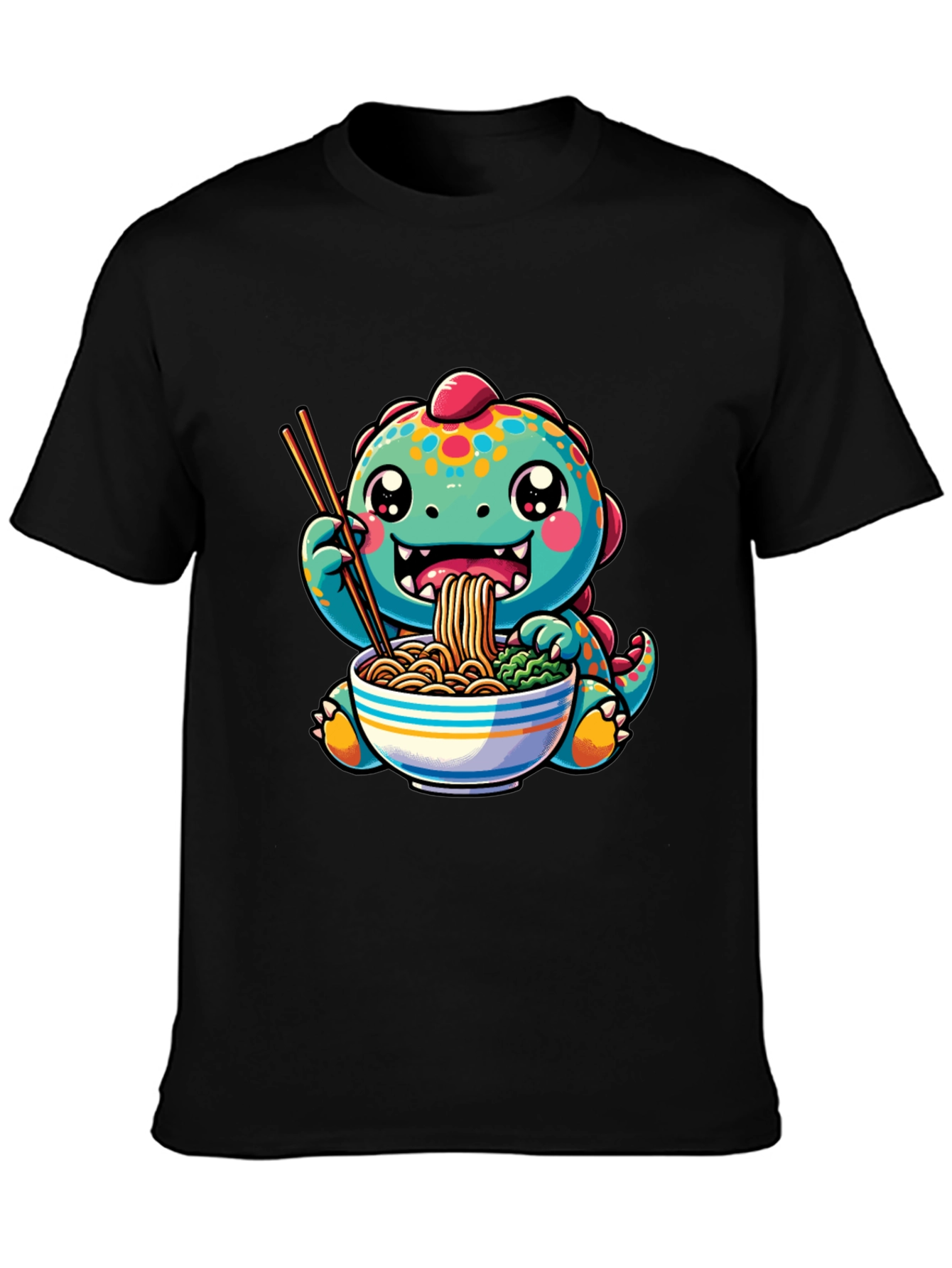 Black Dino Ramen Lover T-Shirt view 3