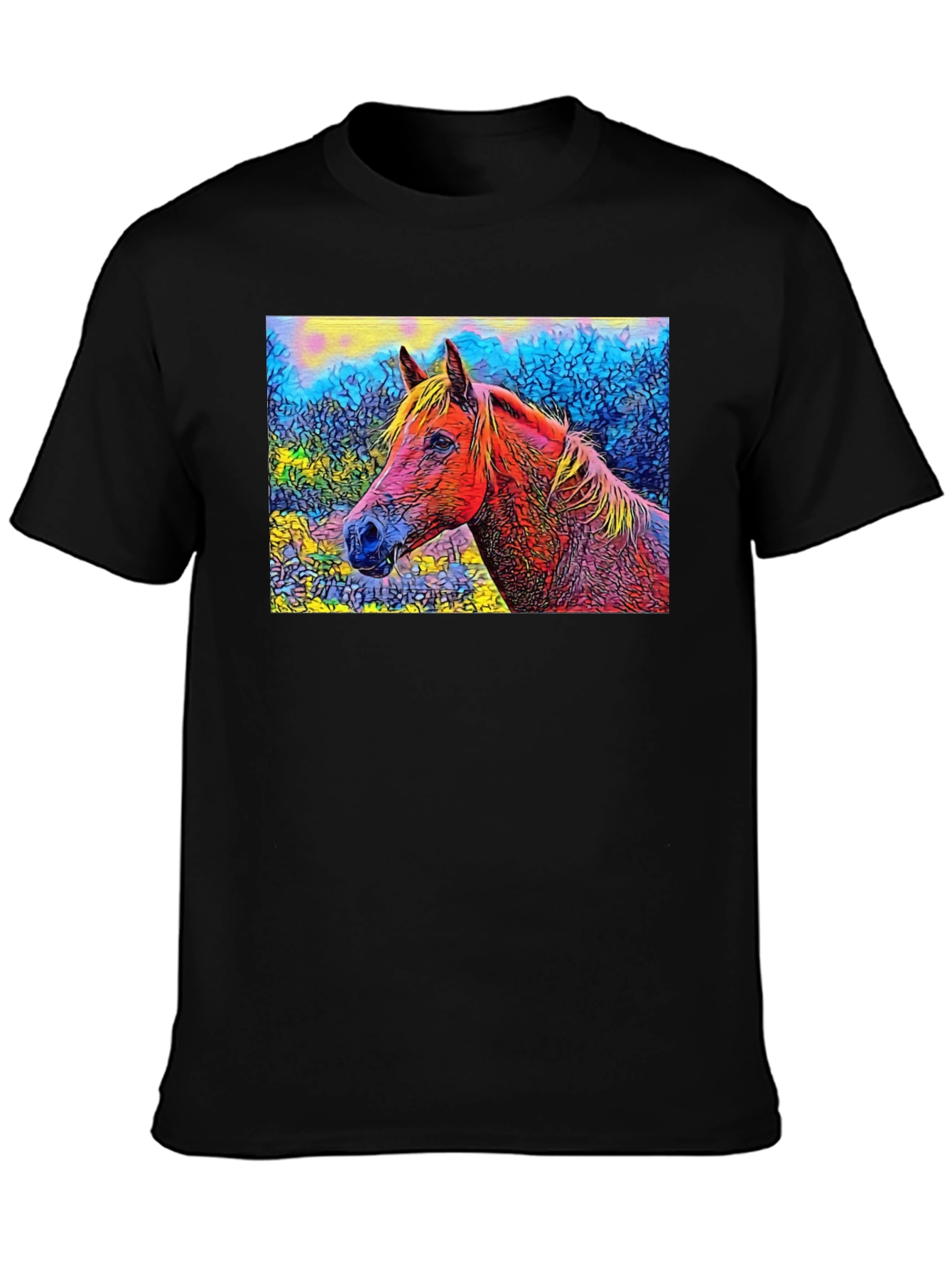 Black Horse Art T-Shirt - Unique Graphic Tee view 3