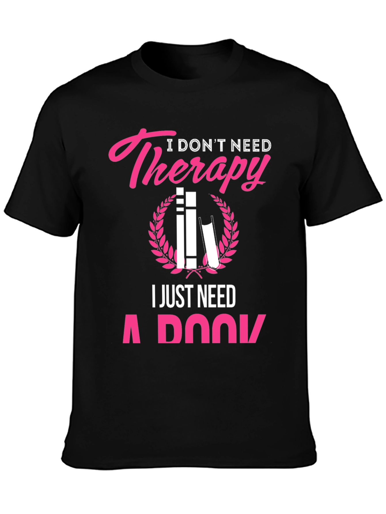 Black Therapy Book Lover Graphic T-Shirt view 3